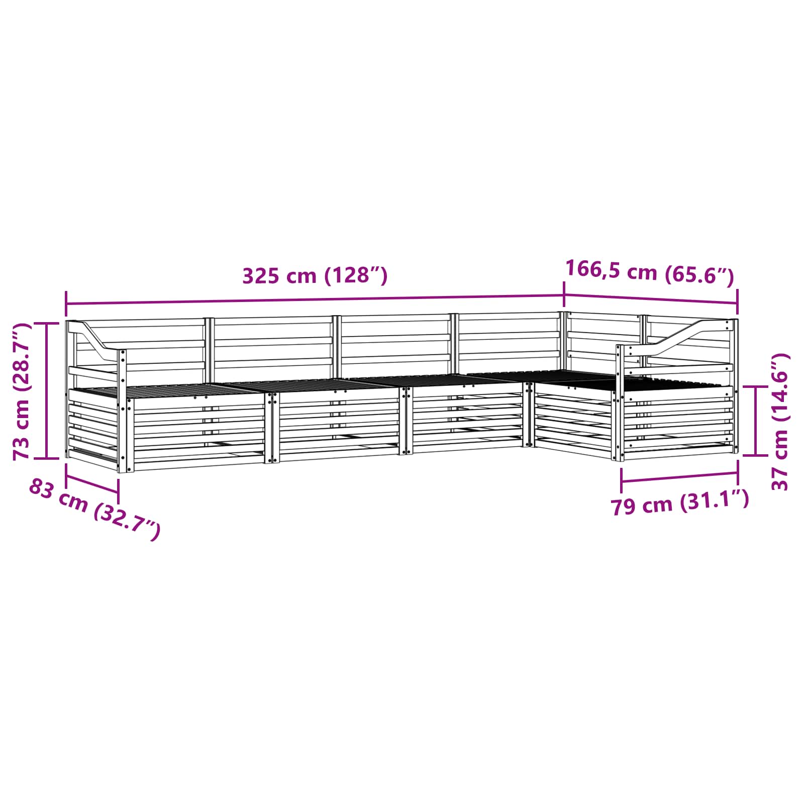 Set vanjskih sofa 5 pcs Prirodna