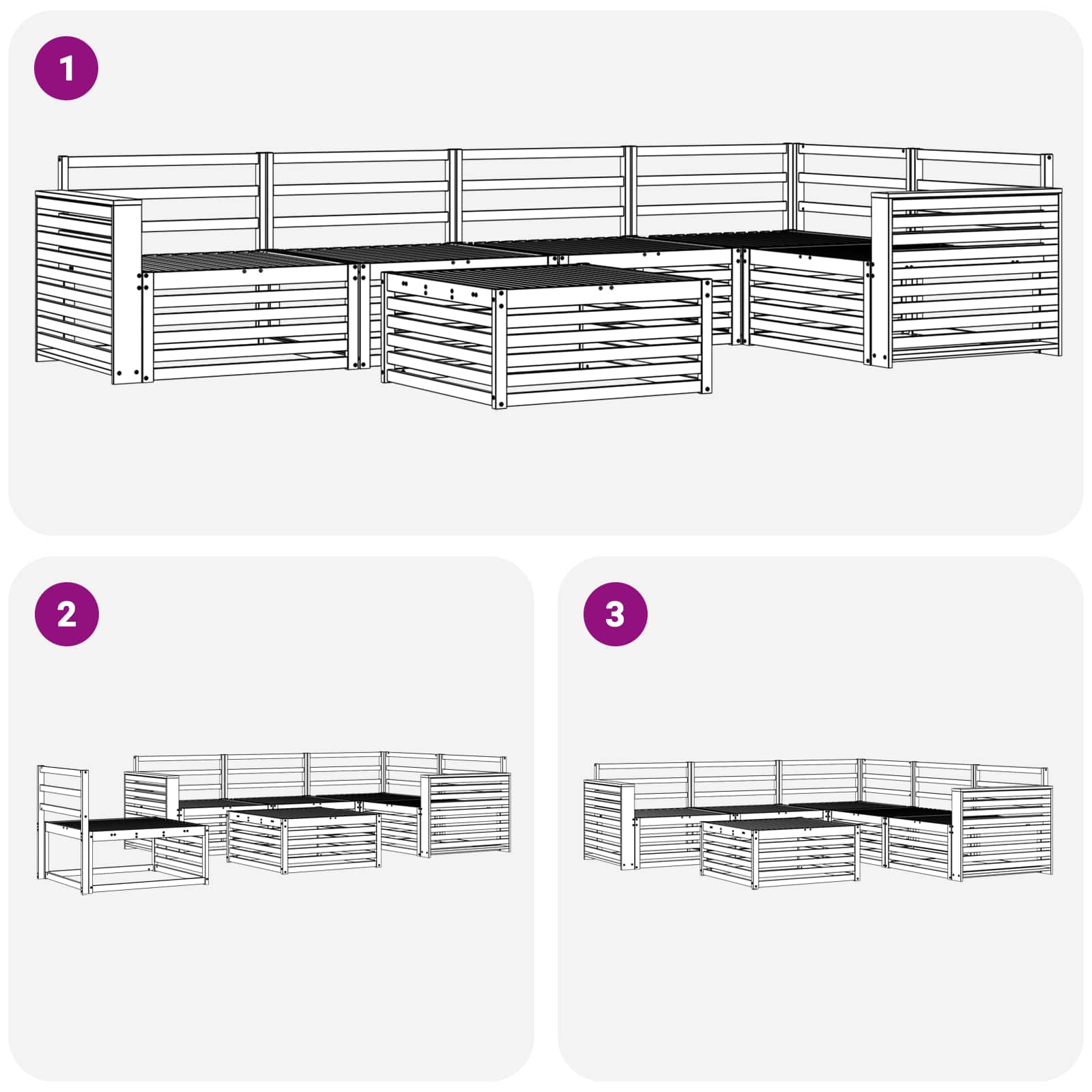 Set vanjskih sofa 6 pcs Prirodna