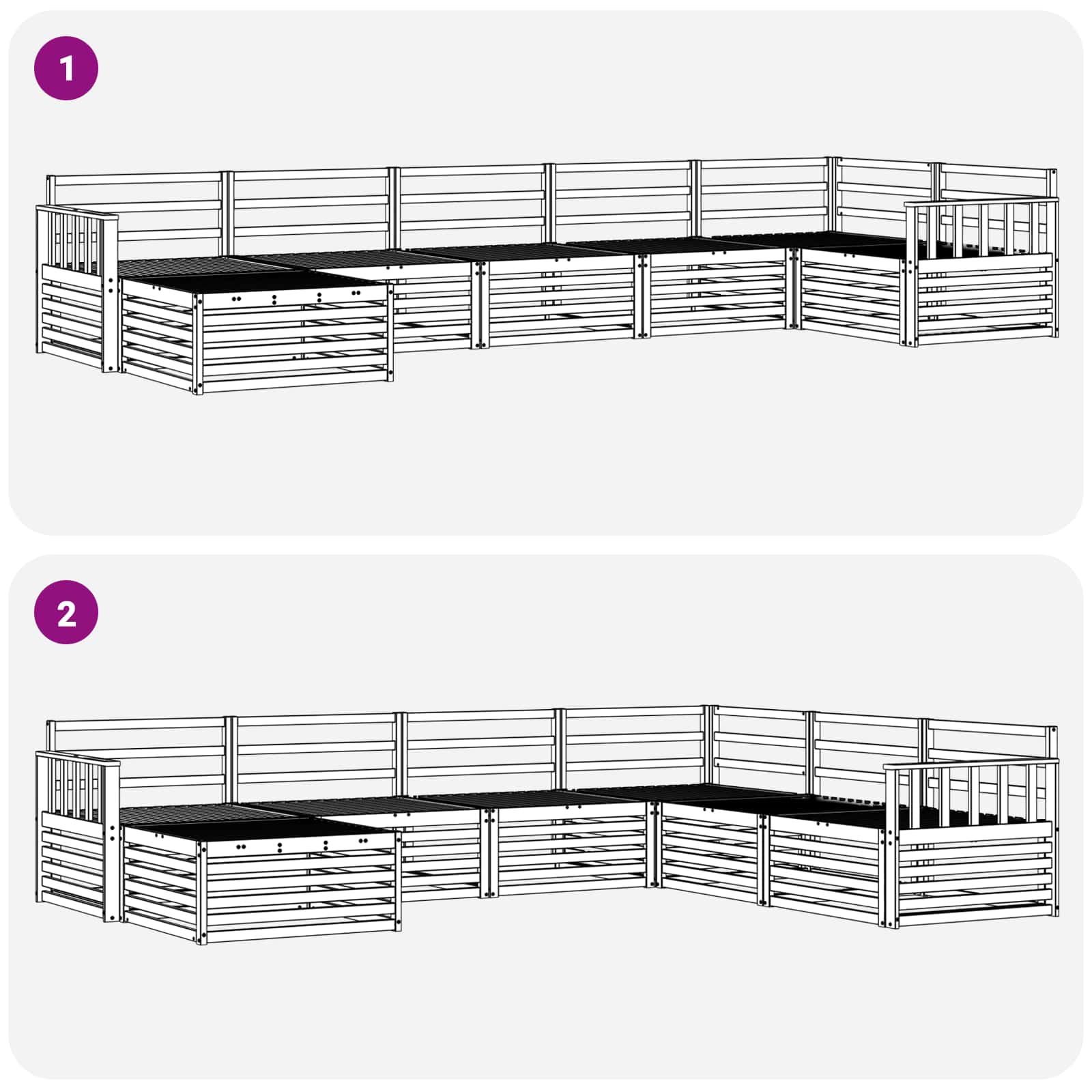 Set vanjskih sofa 7 pcs Prirodna