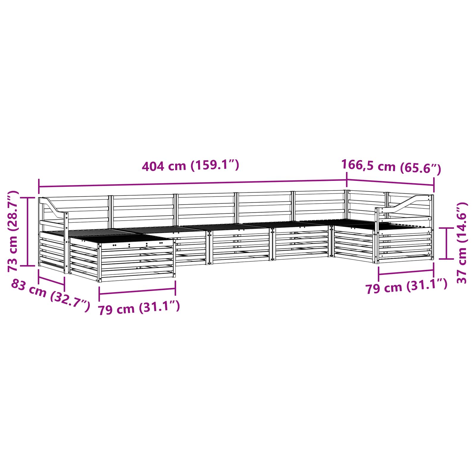 Set vanjskih sofa 7 pcs Prirodna