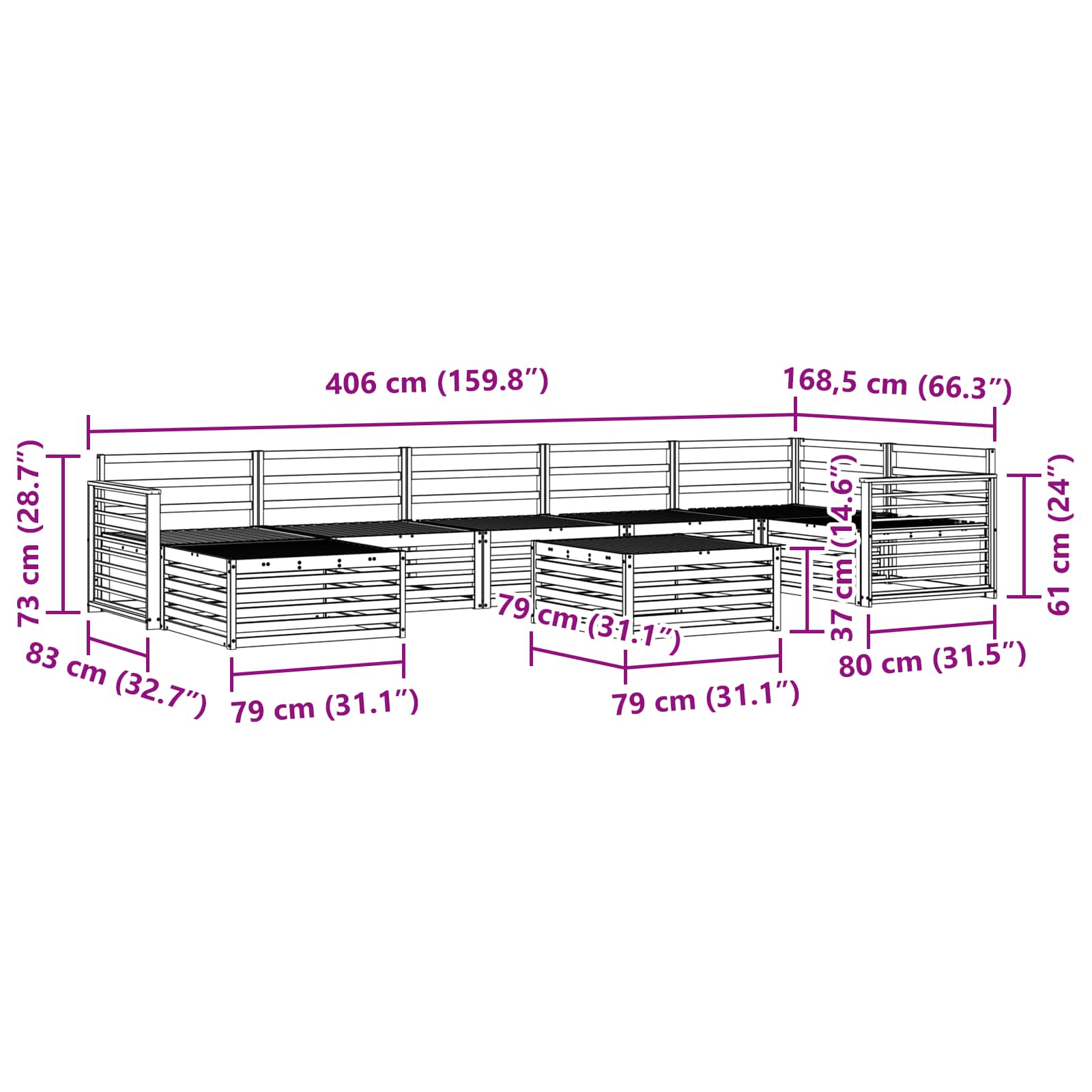 Setovi sofa 8 pcs Prirodna Čvrsto drvo akacije