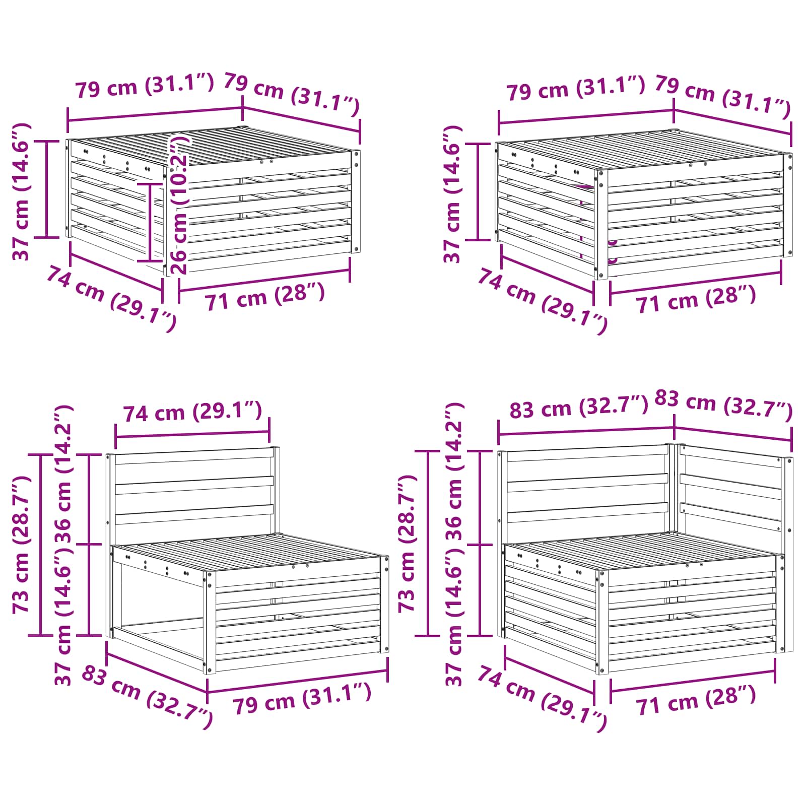 Setovi sofa 8 pcs Prirodna Čvrsto drvo akacije