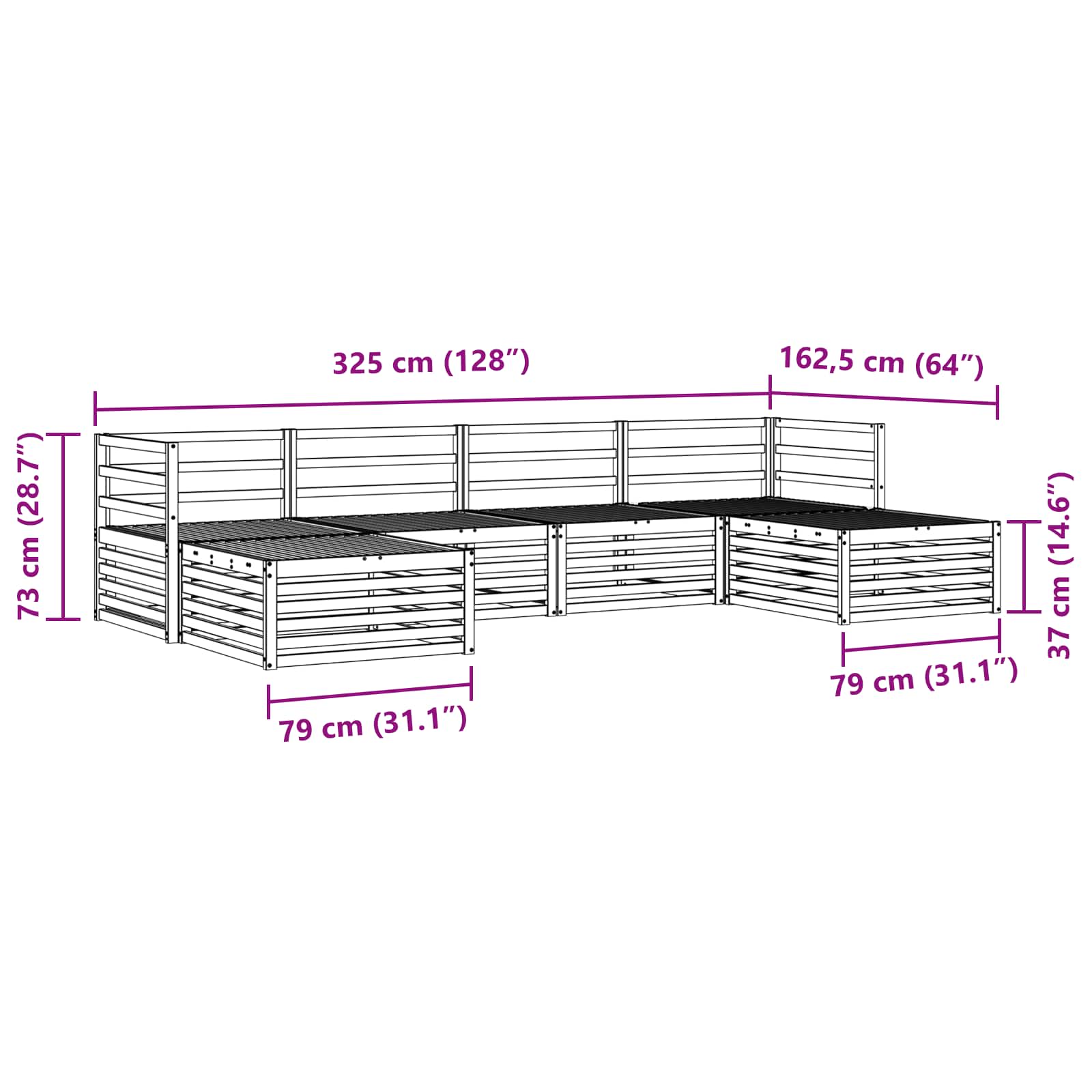 Setovi sofa 6 pcs Prirodna Čvrsto drvo akacije