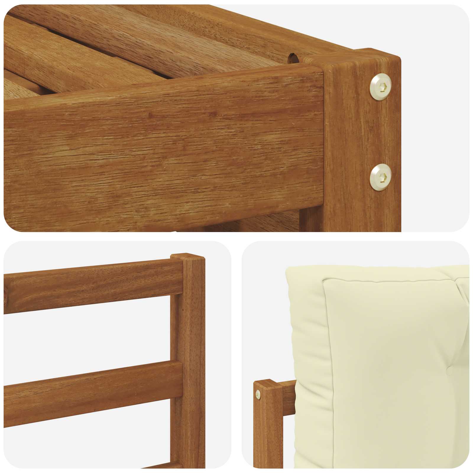 Setovi sofa 6 pcs Prirodna i krem Čvrsto drvo akacije