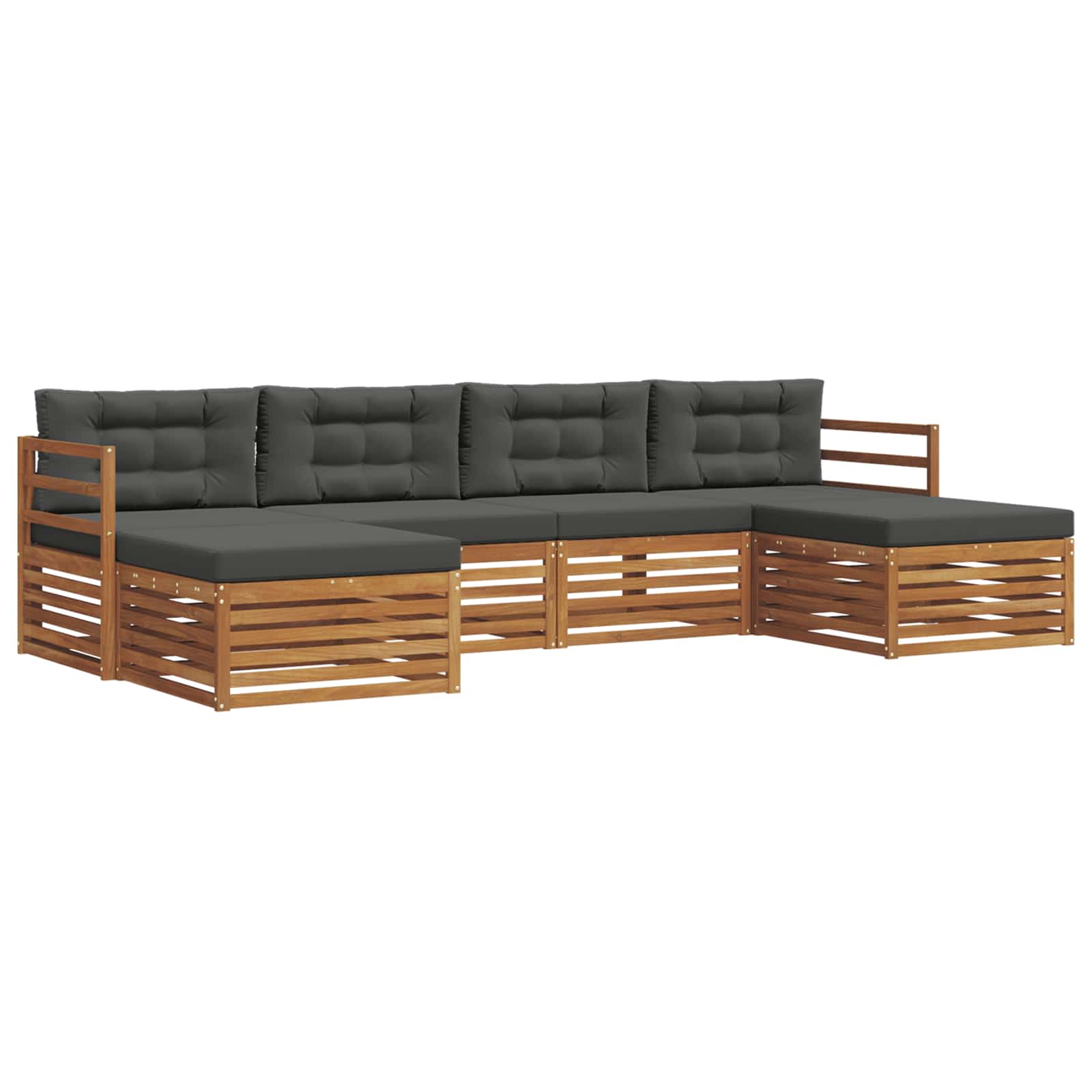 Setovi sofa 6 pcs Prirodna i antracit Čvrsto drvo akacije