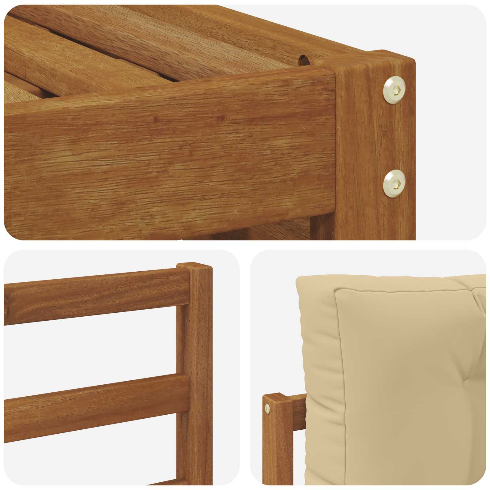 Setovi sofa s jastukom 6 pcs Prirodna i bež Čvrsto drvo akacije