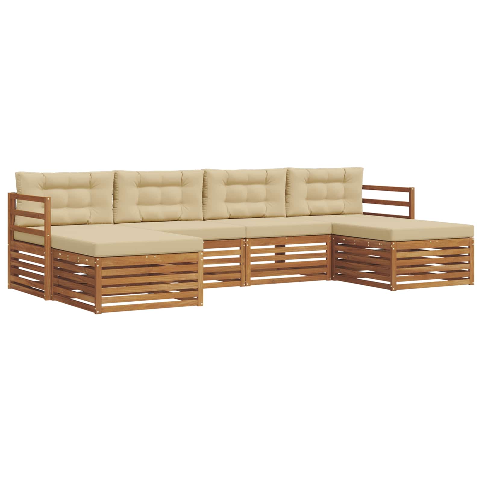 Setovi sofa s jastukom 6 pcs Prirodna i bež Čvrsto drvo akacije