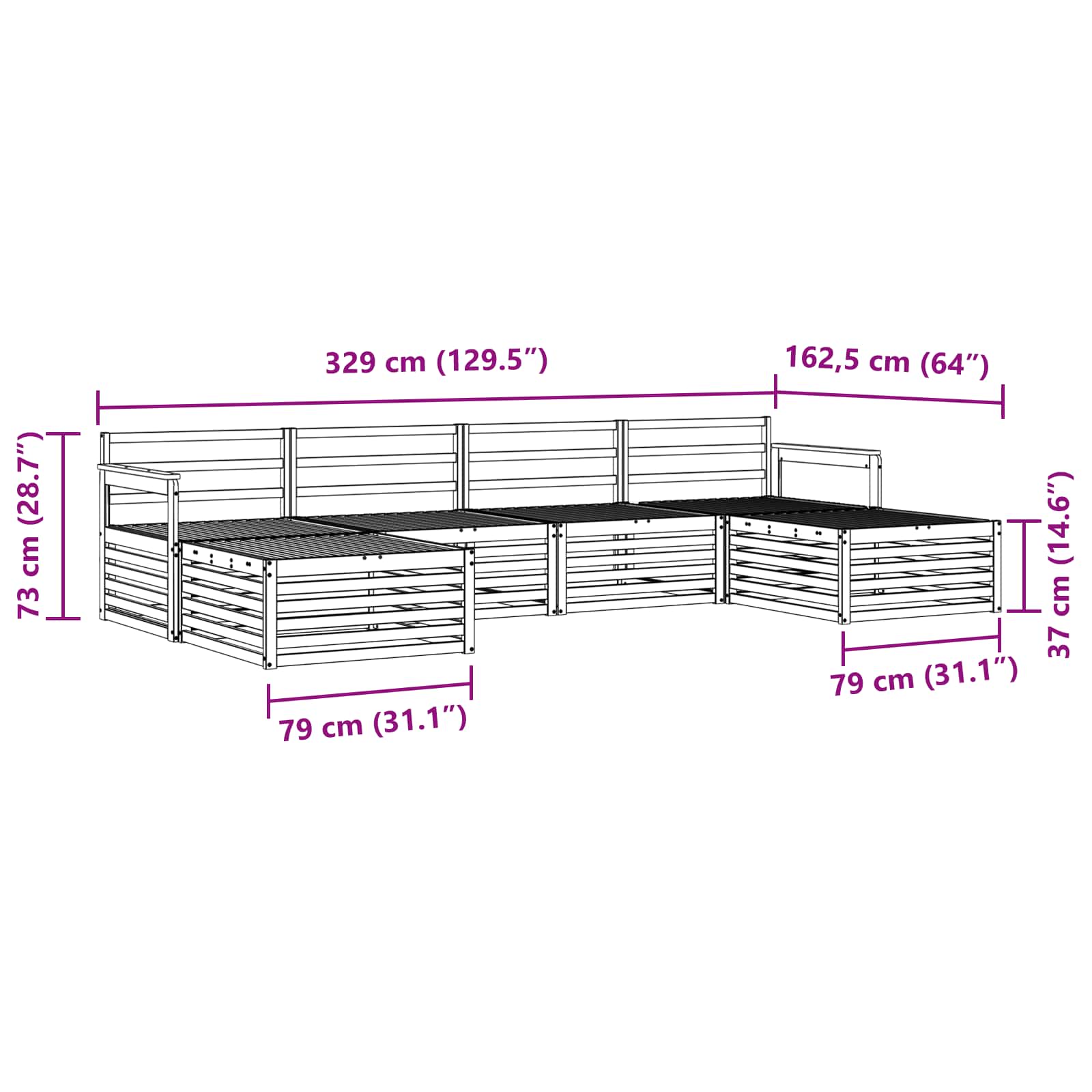 Setovi sofa 6 pcs Prirodna Čvrsto drvo akacije