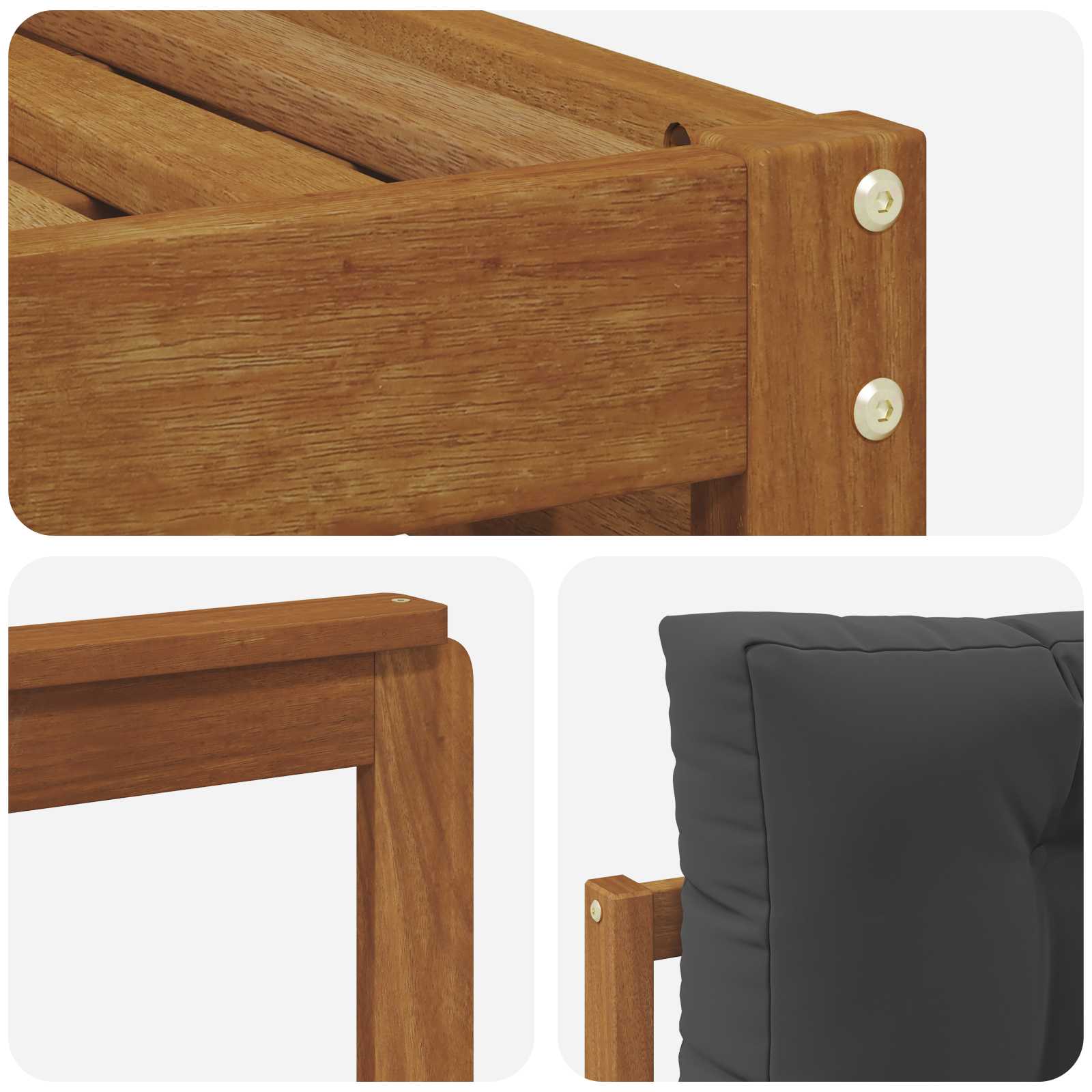 Setovi sofa 6 pcs Prirodna i antracit Čvrsto drvo akacije