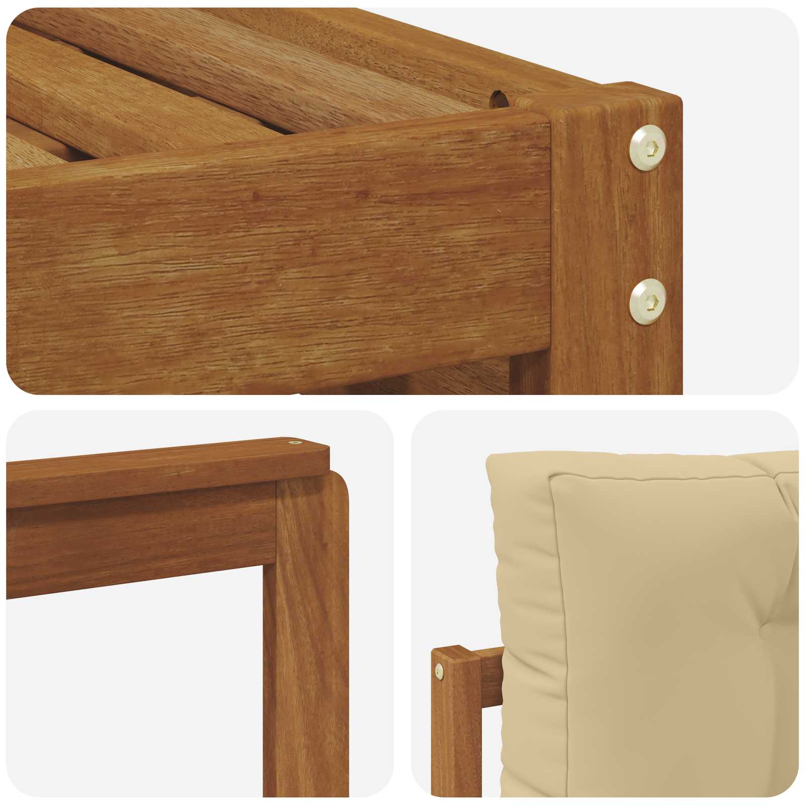 Setovi sofa s jastukom 6 pcs Prirodna i bež Čvrsto drvo akacije