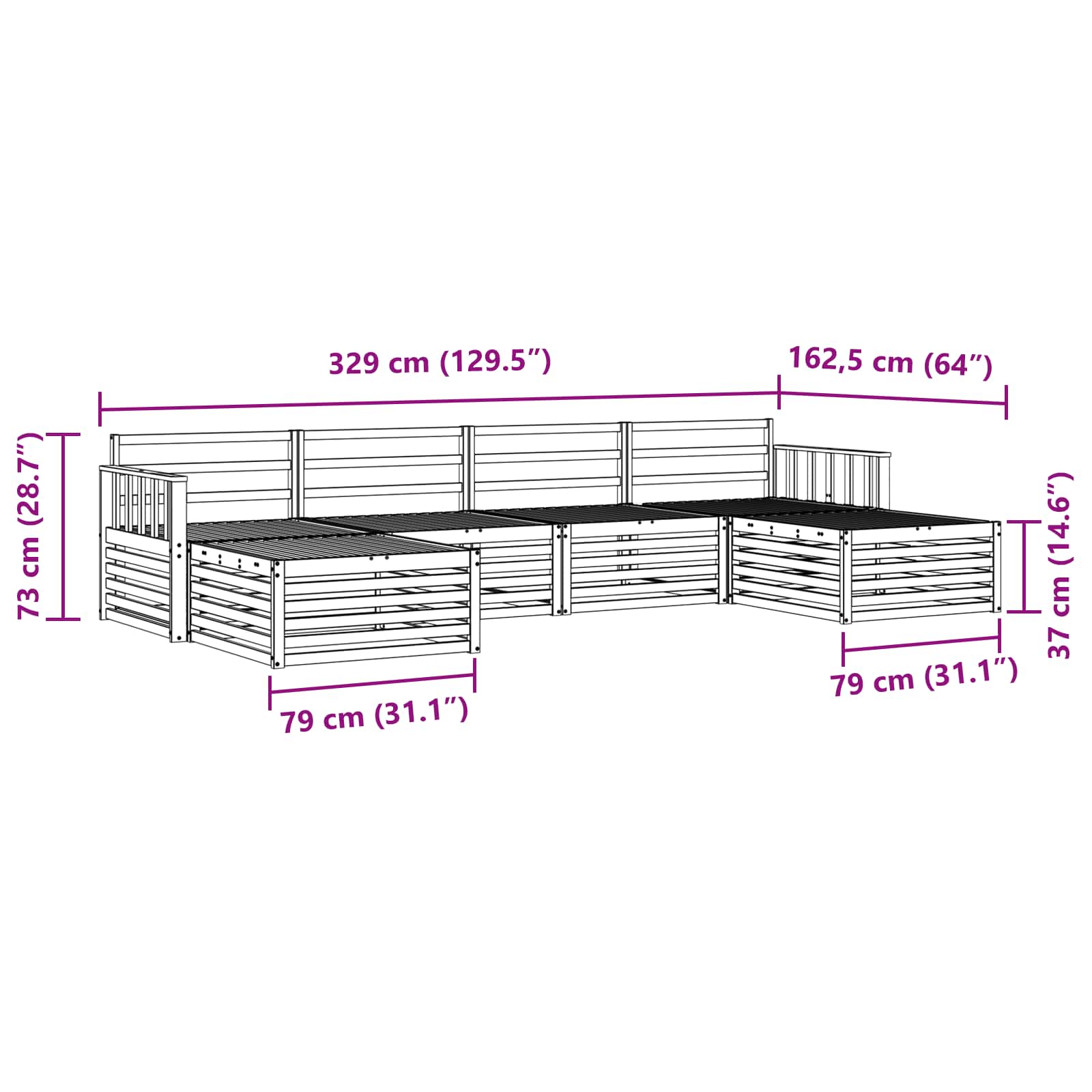 Setovi sofa 6 pcs Prirodna Čvrsto drvo akacije