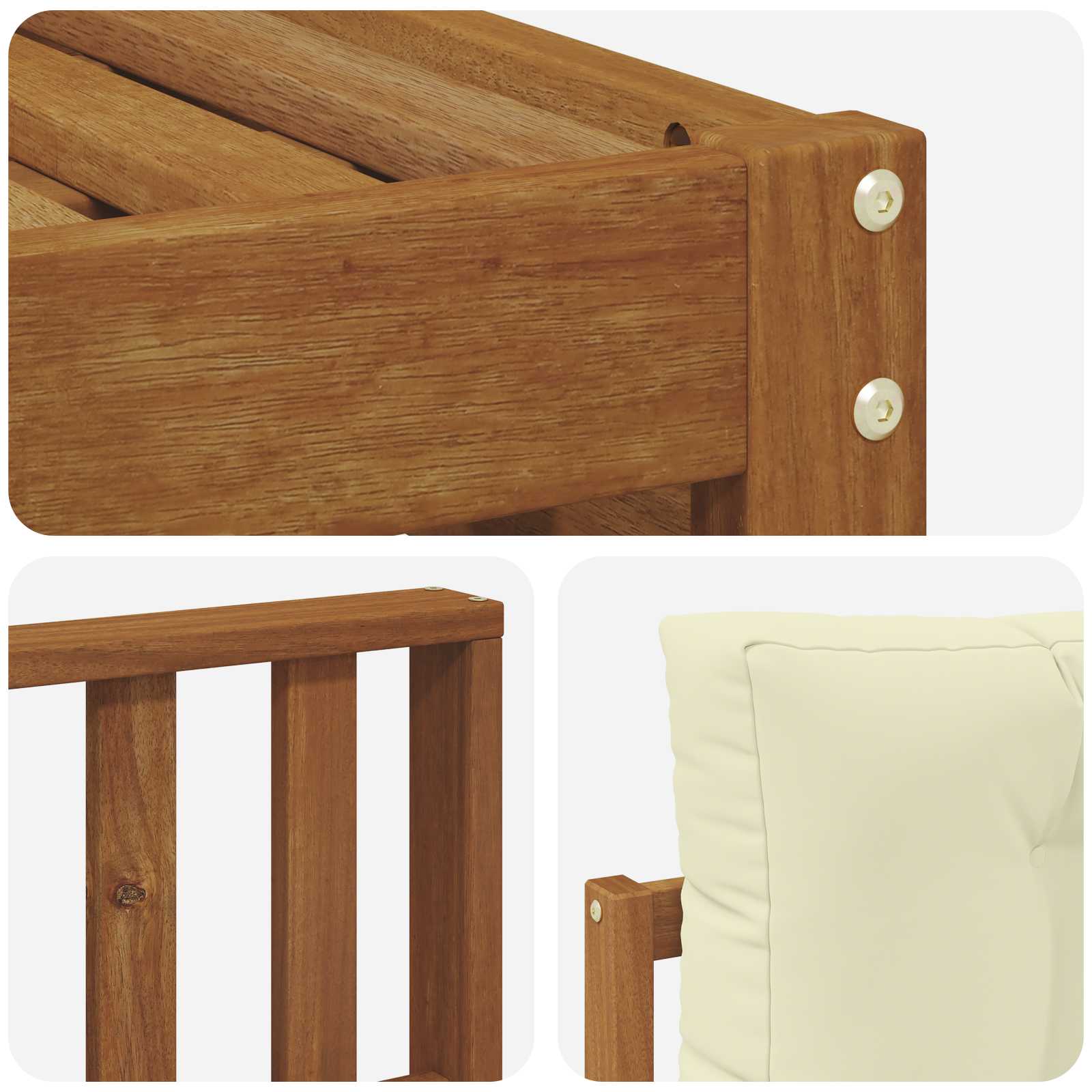 Setovi sofa 6 pcs Prirodna i krem Čvrsto drvo akacije