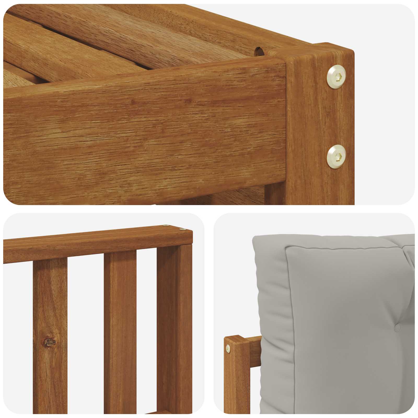 Setovi sofa 6 pcs Prirodna i svijetlo siva Čvrsto drvo akacije