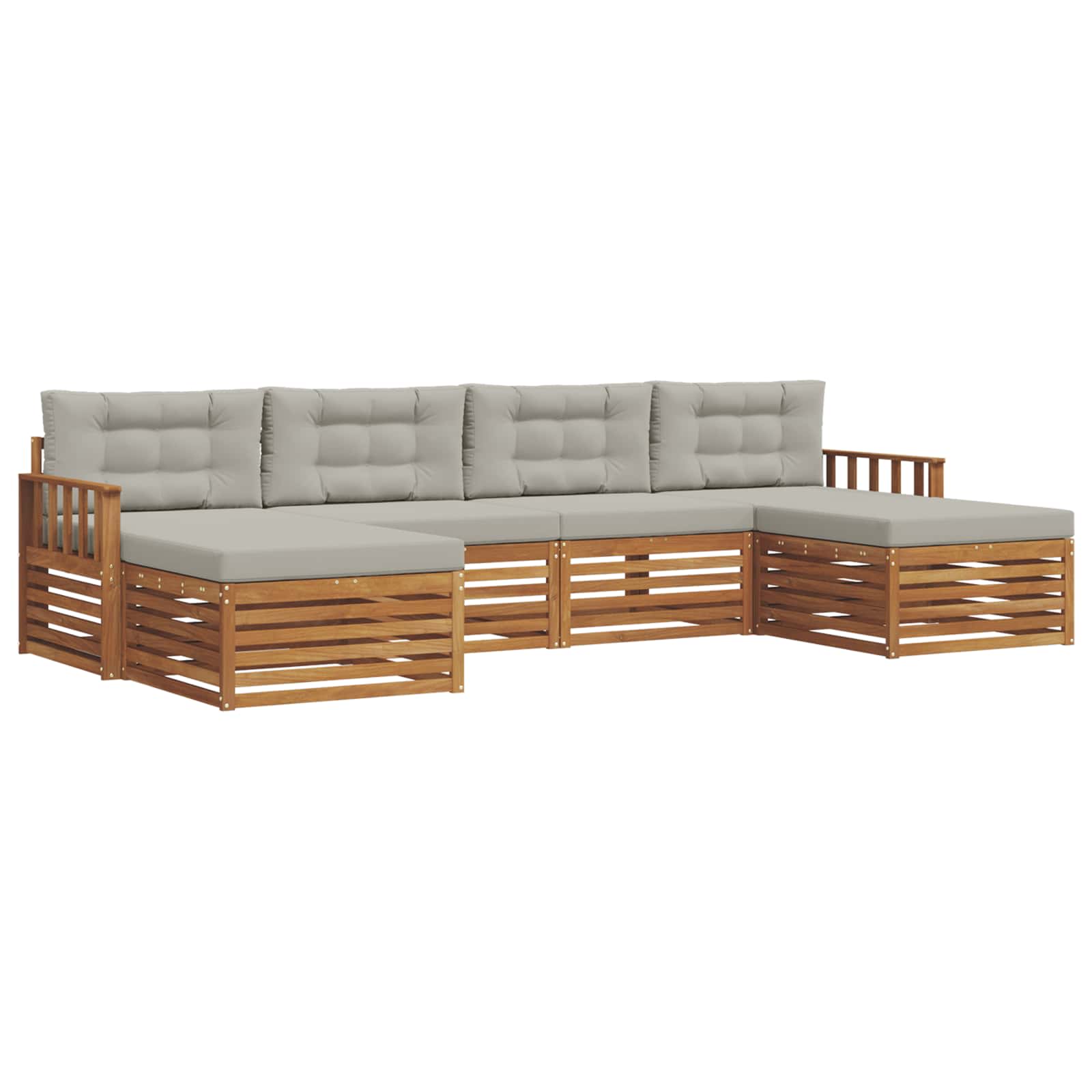 Setovi sofa 6 pcs Prirodna i svijetlo siva Čvrsto drvo akacije