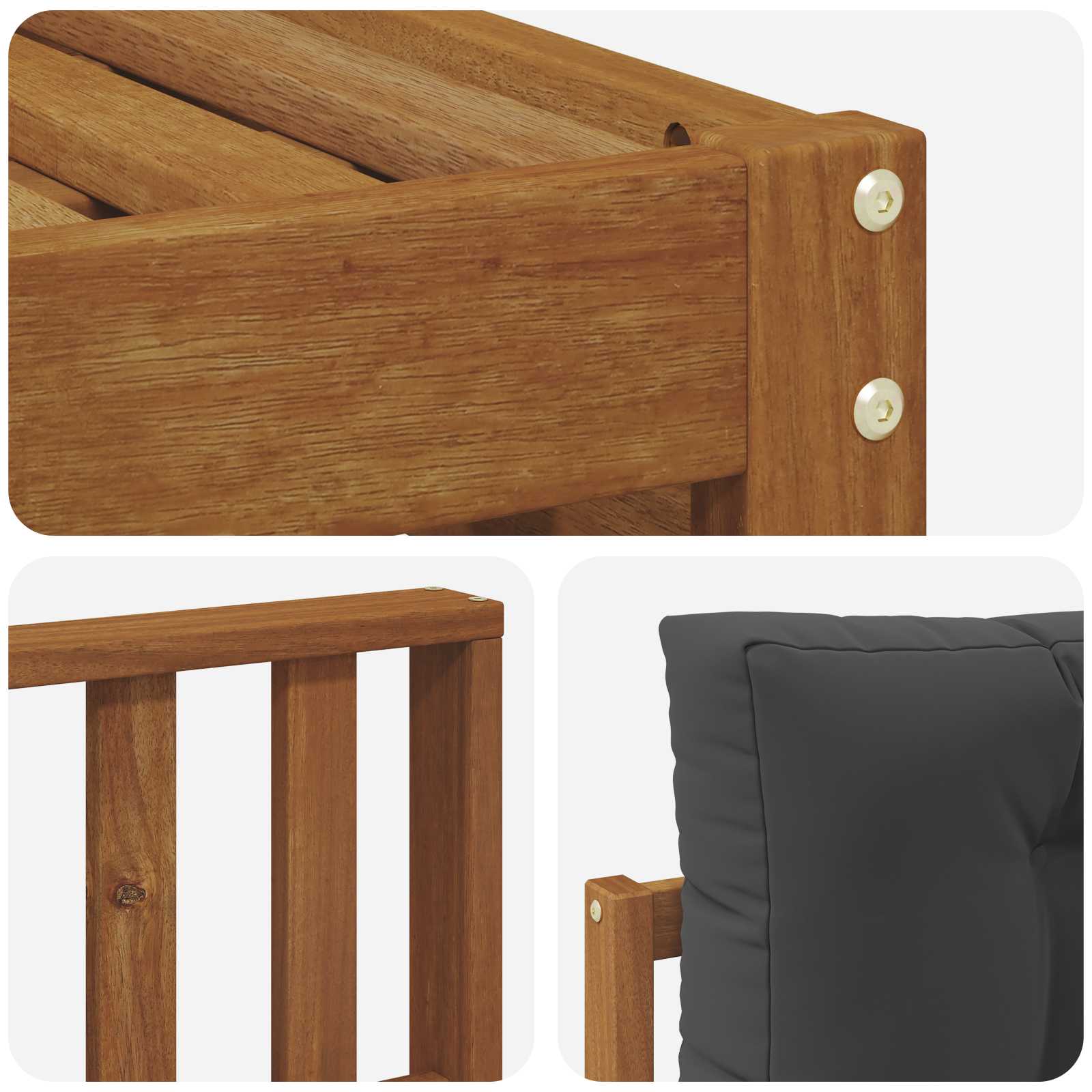Setovi sofa 6 pcs Prirodna i antracit Čvrsto drvo akacije