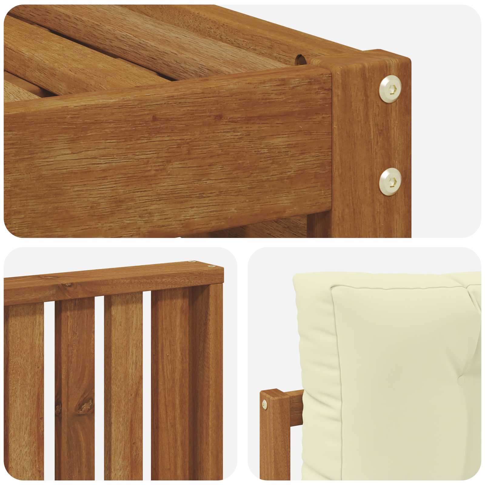 Setovi sofa 6 pcs Prirodna i krem Čvrsto drvo akacije