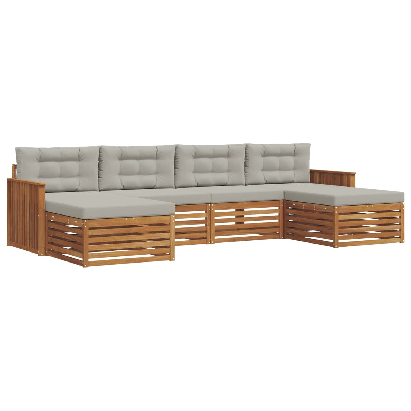 Setovi sofa 6 pcs Prirodna i svijetlo siva Čvrsto drvo akacije