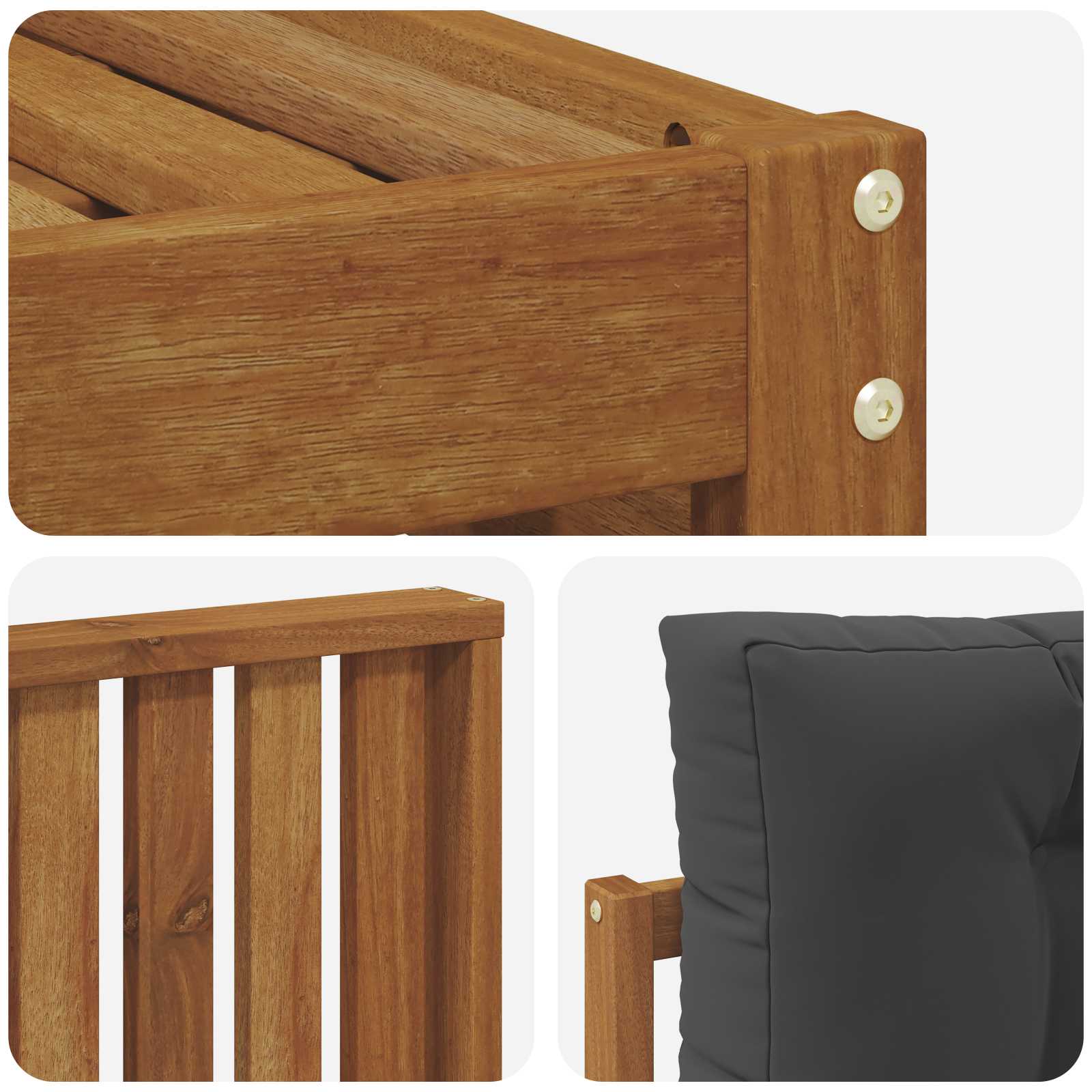 Setovi sofa 6 pcs Prirodna i antracit Čvrsto drvo akacije