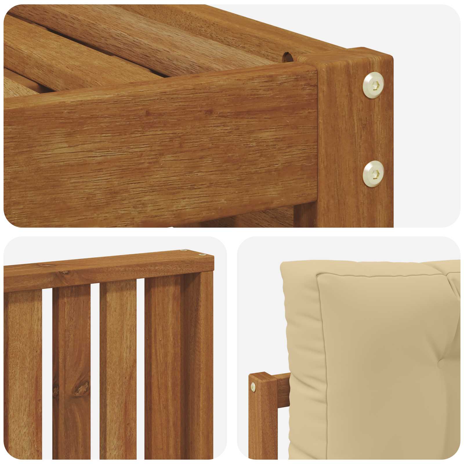 Setovi sofa s jastukom 6 pcs Prirodna i bež Čvrsto drvo akacije