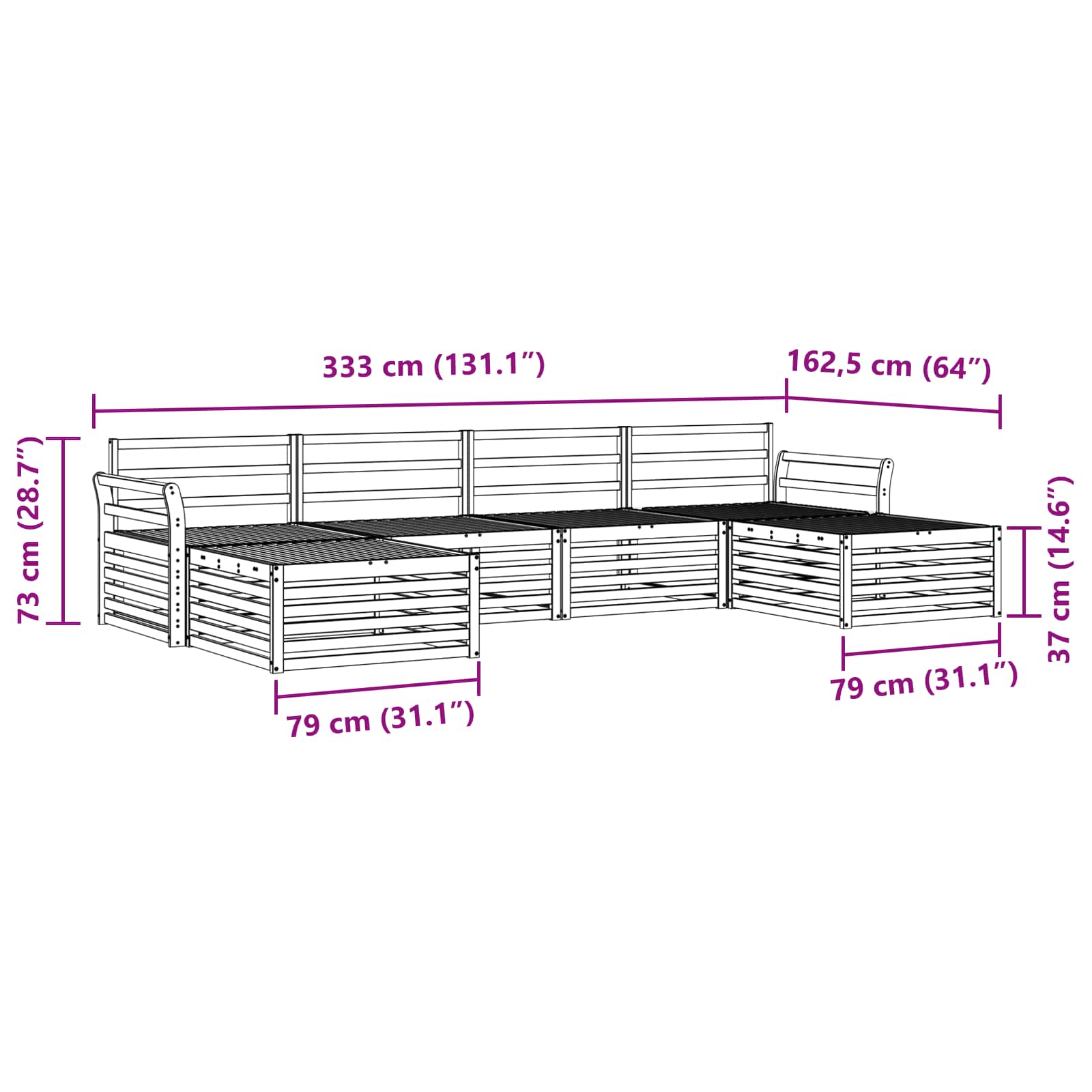 Setovi sofa 6 pcs Prirodna Čvrsto drvo akacije