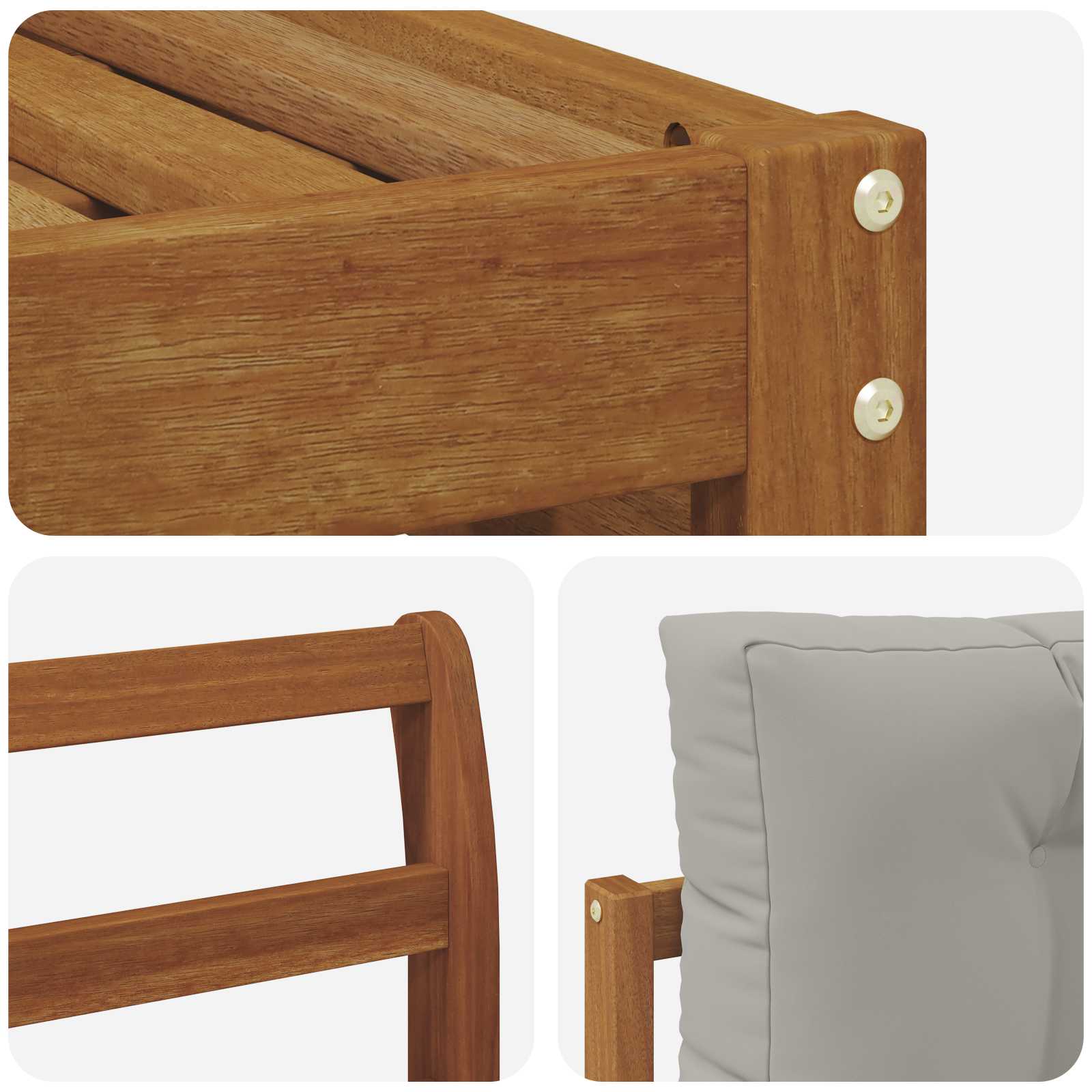 Setovi sofa 6 pcs Prirodna i svijetlo siva Čvrsto drvo akacije