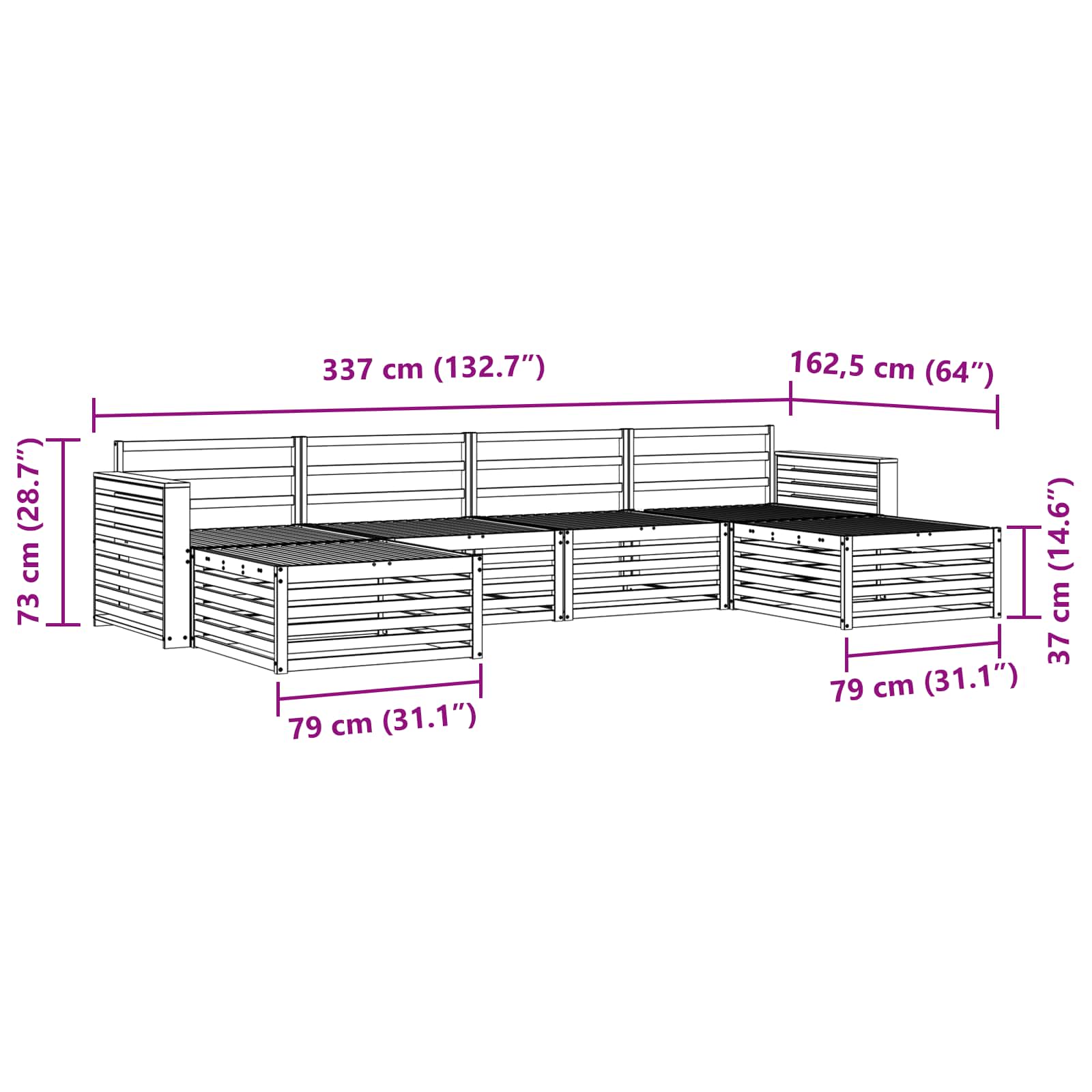 Setovi sofa 6 pcs Prirodna Čvrsto drvo akacije