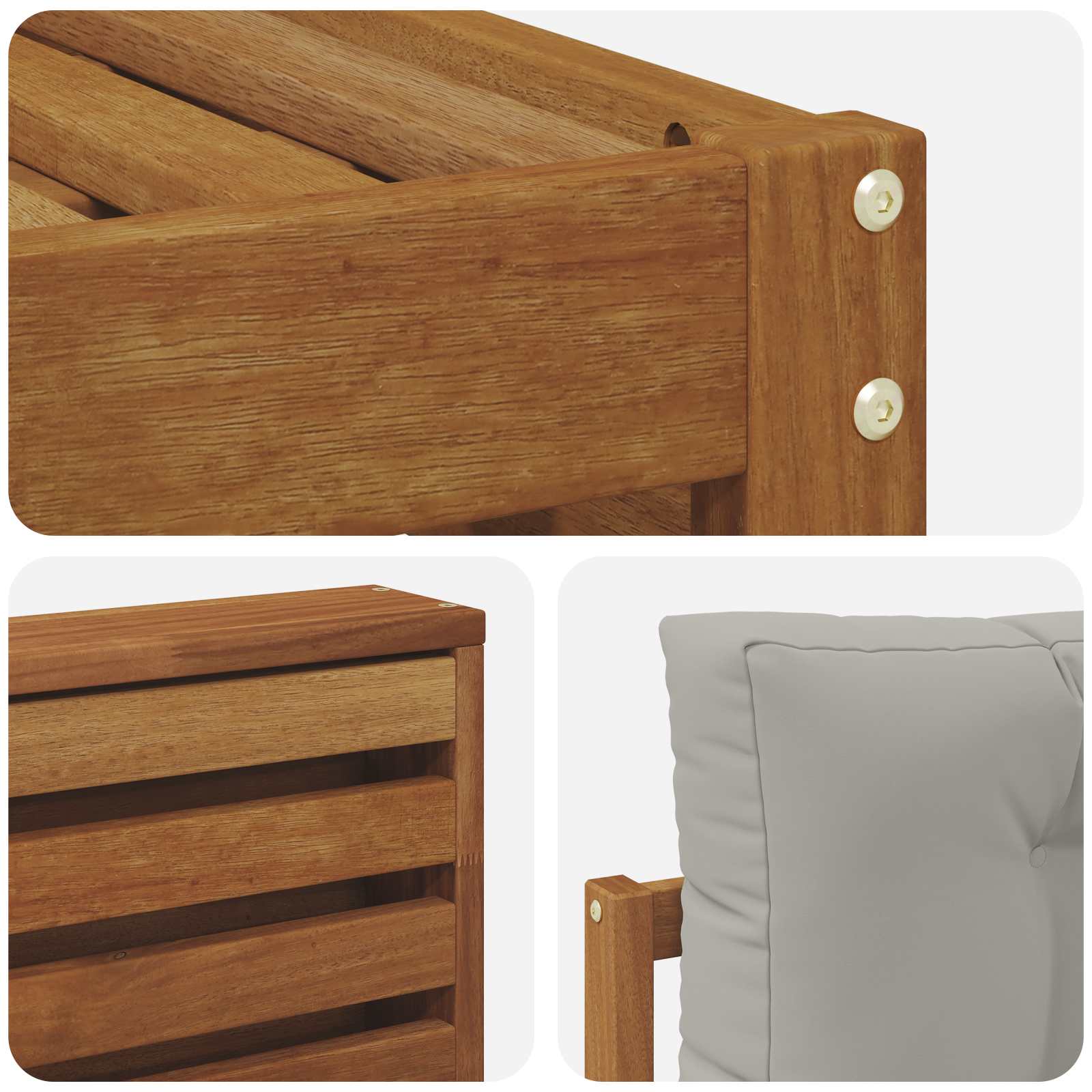 Setovi sofa 6 pcs Prirodna i svijetlo siva Čvrsto drvo akacije