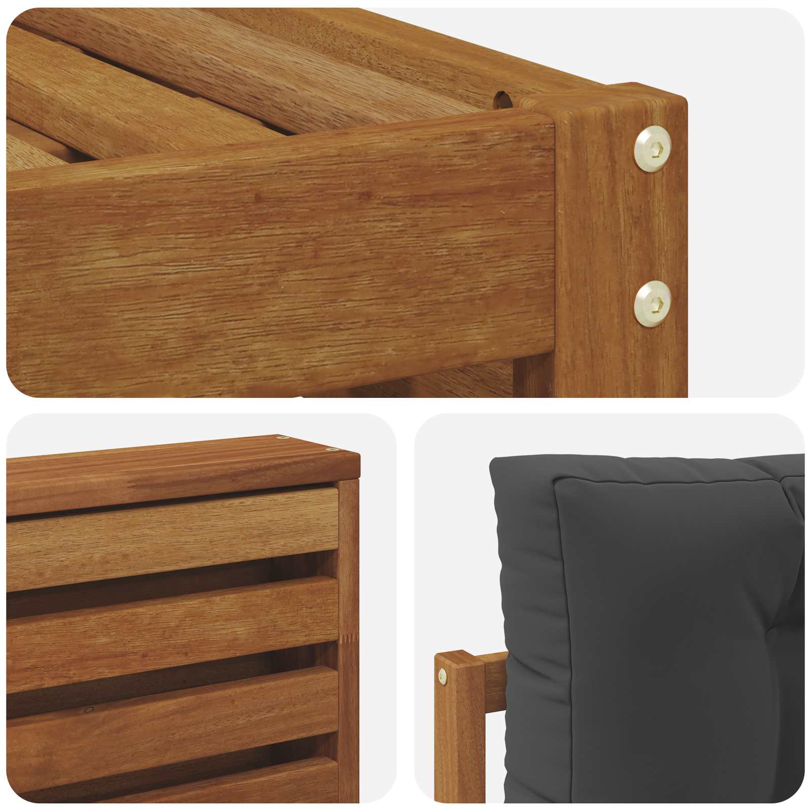 Setovi sofa 6 pcs Prirodna i antracit Čvrsto drvo akacije