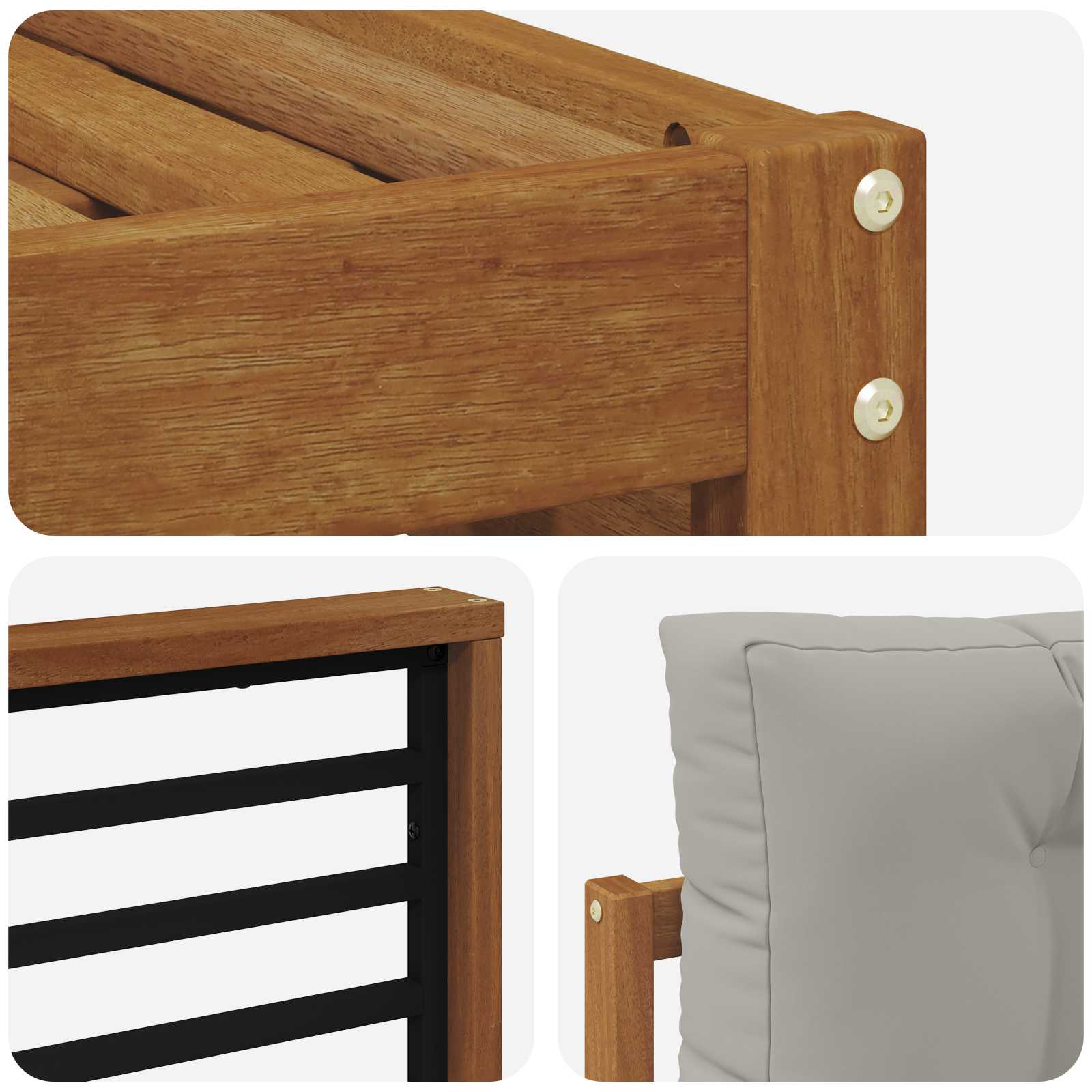 Setovi sofa 6 pcs Prirodna i svijetlo siva Čvrsto drvo akacije