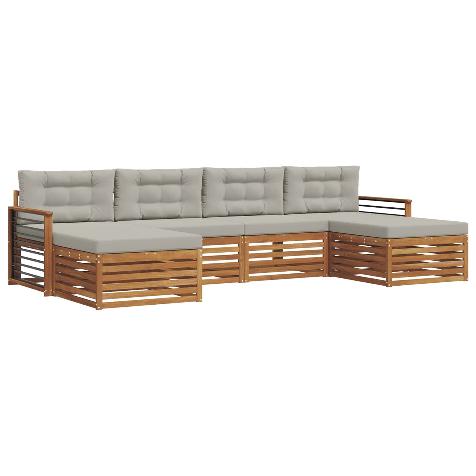 Setovi sofa 6 pcs Prirodna i svijetlo siva Čvrsto drvo akacije
