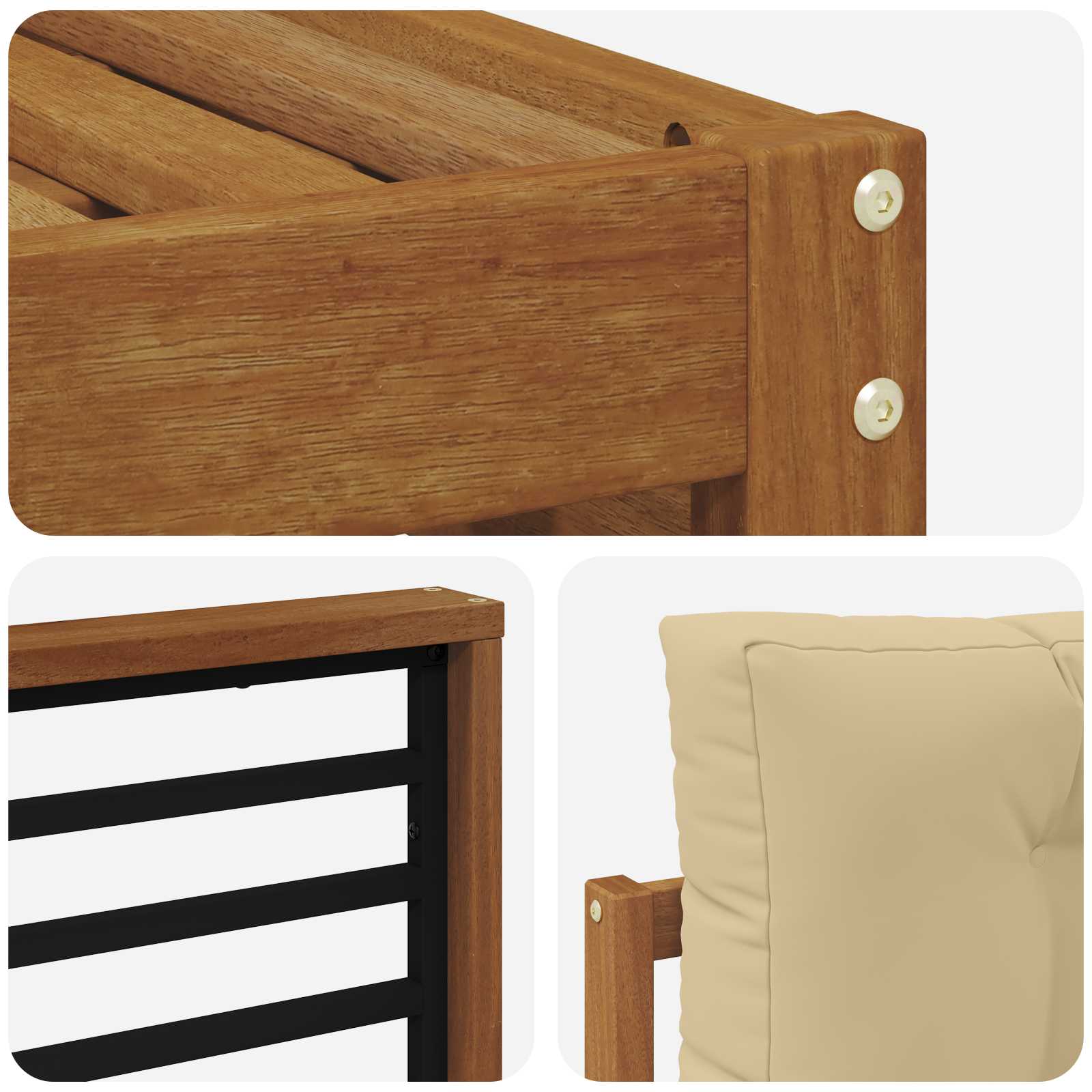 Setovi sofa s jastukom 6 pcs Prirodna i bež Čvrsto drvo akacije