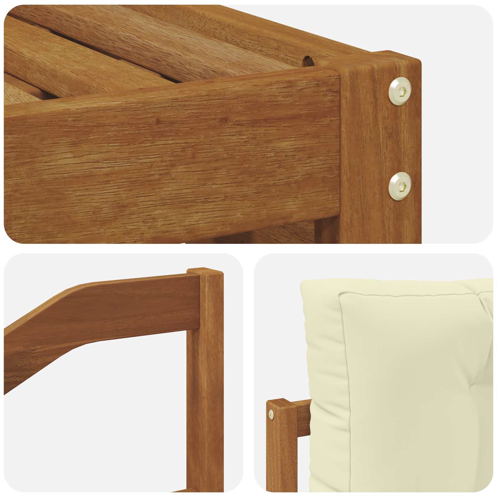 Setovi sofa 6 pcs Prirodna i krem Čvrsto drvo akacije