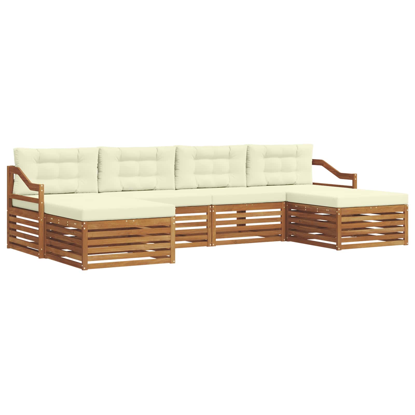 Setovi sofa 6 pcs Prirodna i krem Čvrsto drvo akacije