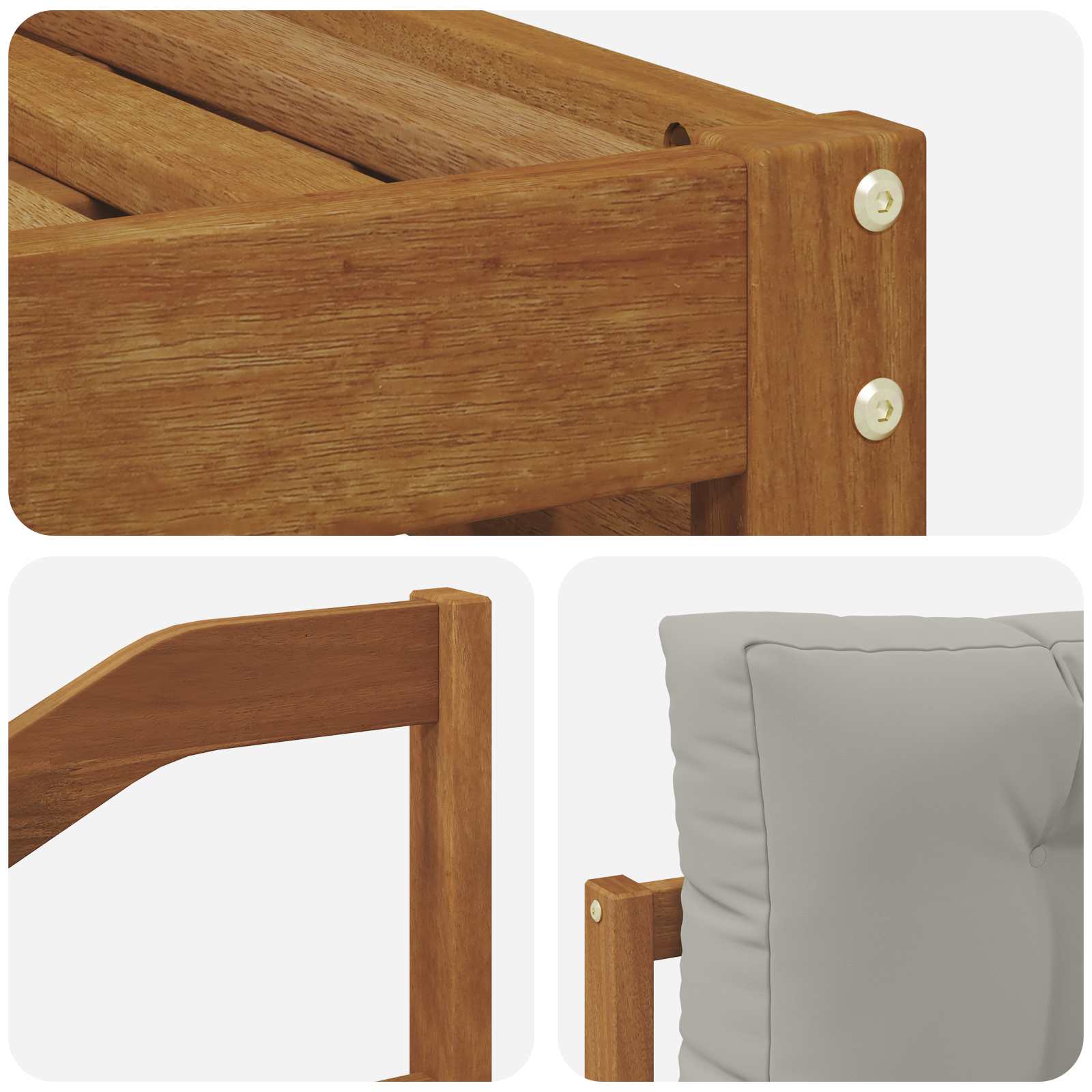Setovi sofa 6 pcs Prirodna i svijetlo siva Čvrsto drvo akacije