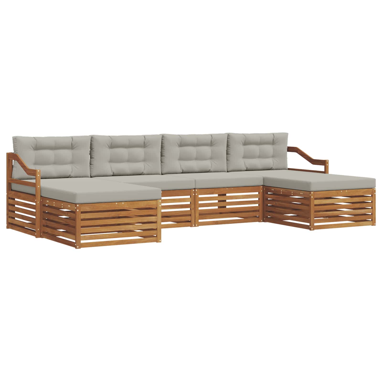 Setovi sofa 6 pcs Prirodna i svijetlo siva Čvrsto drvo akacije
