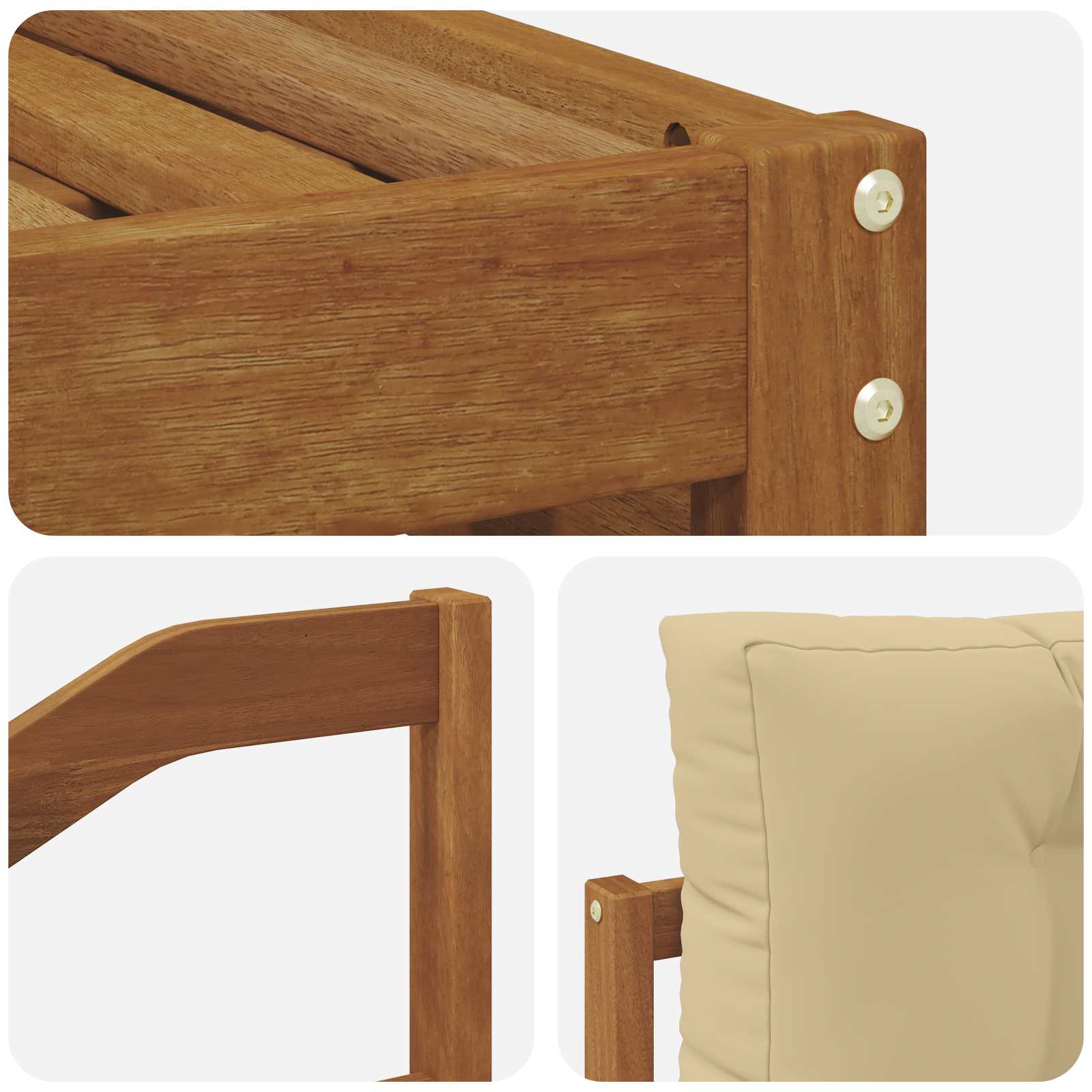 Setovi sofa s jastukom 6 pcs Prirodna i bež Čvrsto drvo akacije