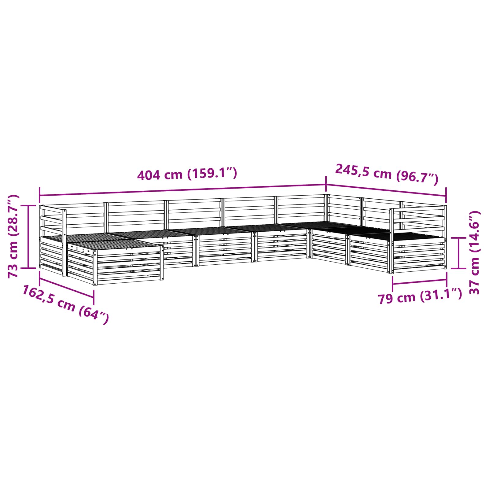 Set vanjskih sofa 8 pcs Prirodna
