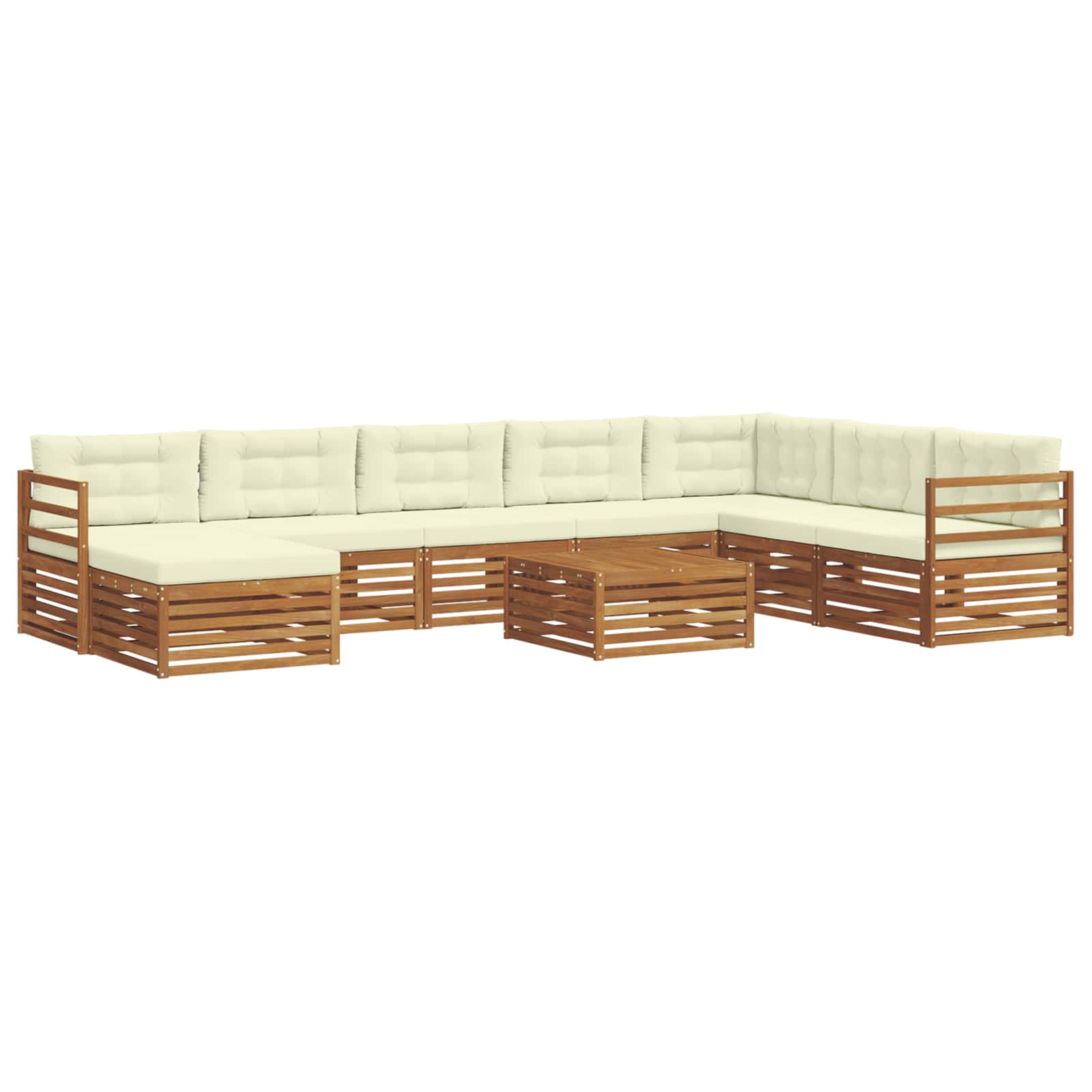 Set vanjskih sofa 9 pcs Prirodna i krem Čvrsto drvo akacije