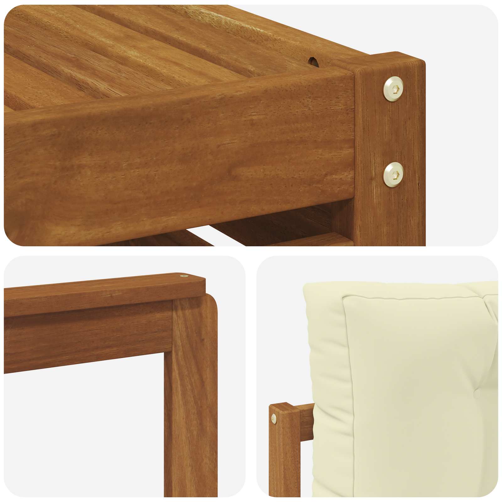 Set vanjskih sofa 9 pcs Prirodna i krem Čvrsto drvo akacije