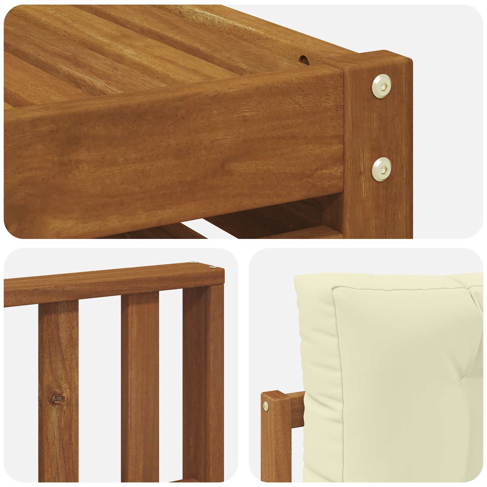 Set vanjskih sofa 9 pcs Prirodna i krem Čvrsto drvo akacije