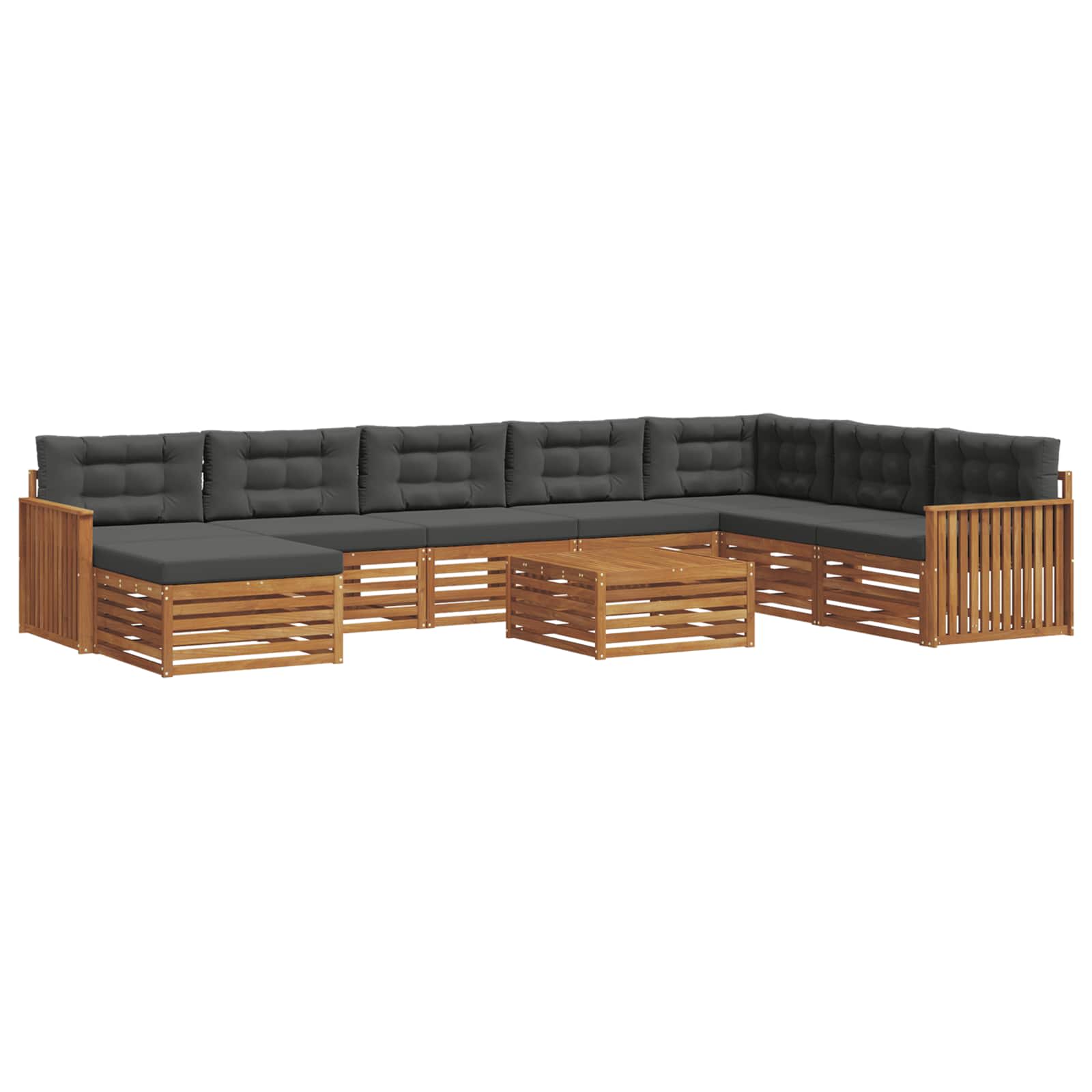 Set vanjskih sofa 9 pcs Prirodna i antracit Čvrsto drvo akacije