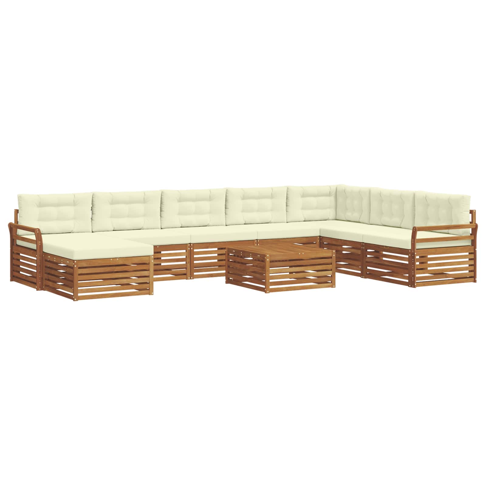 Set vanjskih sofa 9 pcs Prirodna i krem Čvrsto drvo akacije