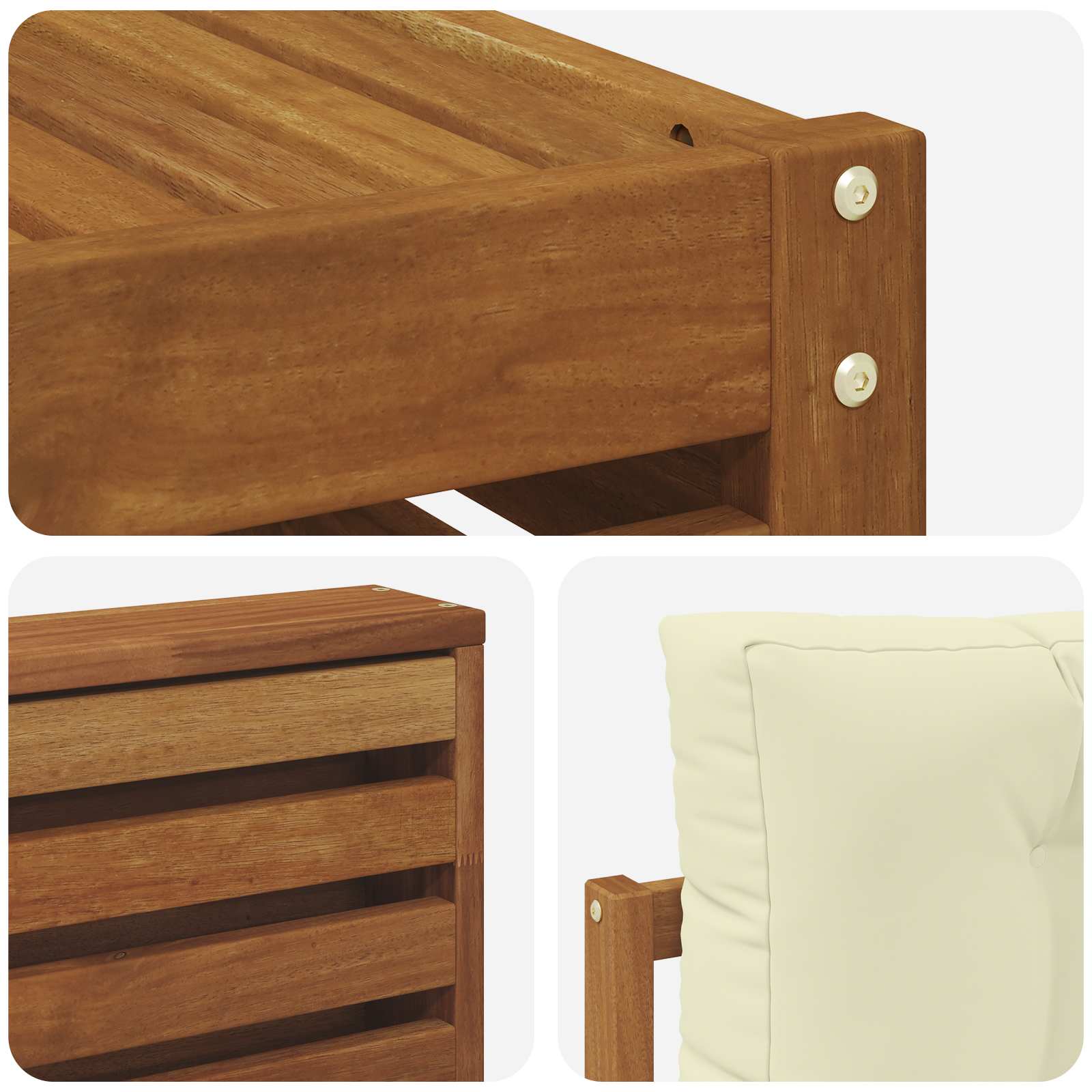 Set vanjskih sofa 9 pcs Prirodna i krem Čvrsto drvo akacije