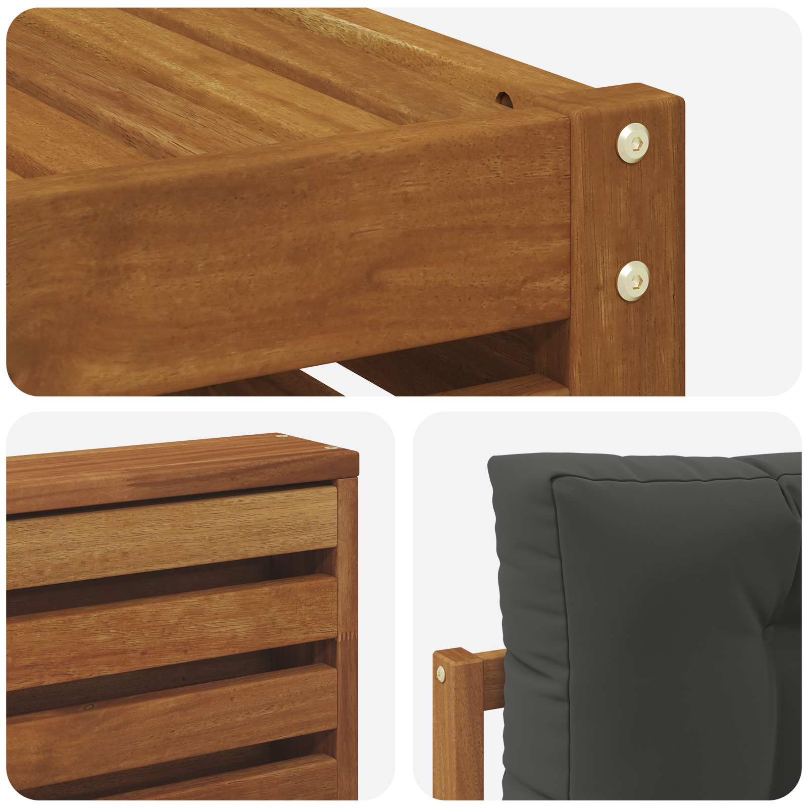Set vanjskih sofa 9 pcs Prirodna i antracit Čvrsto drvo akacije