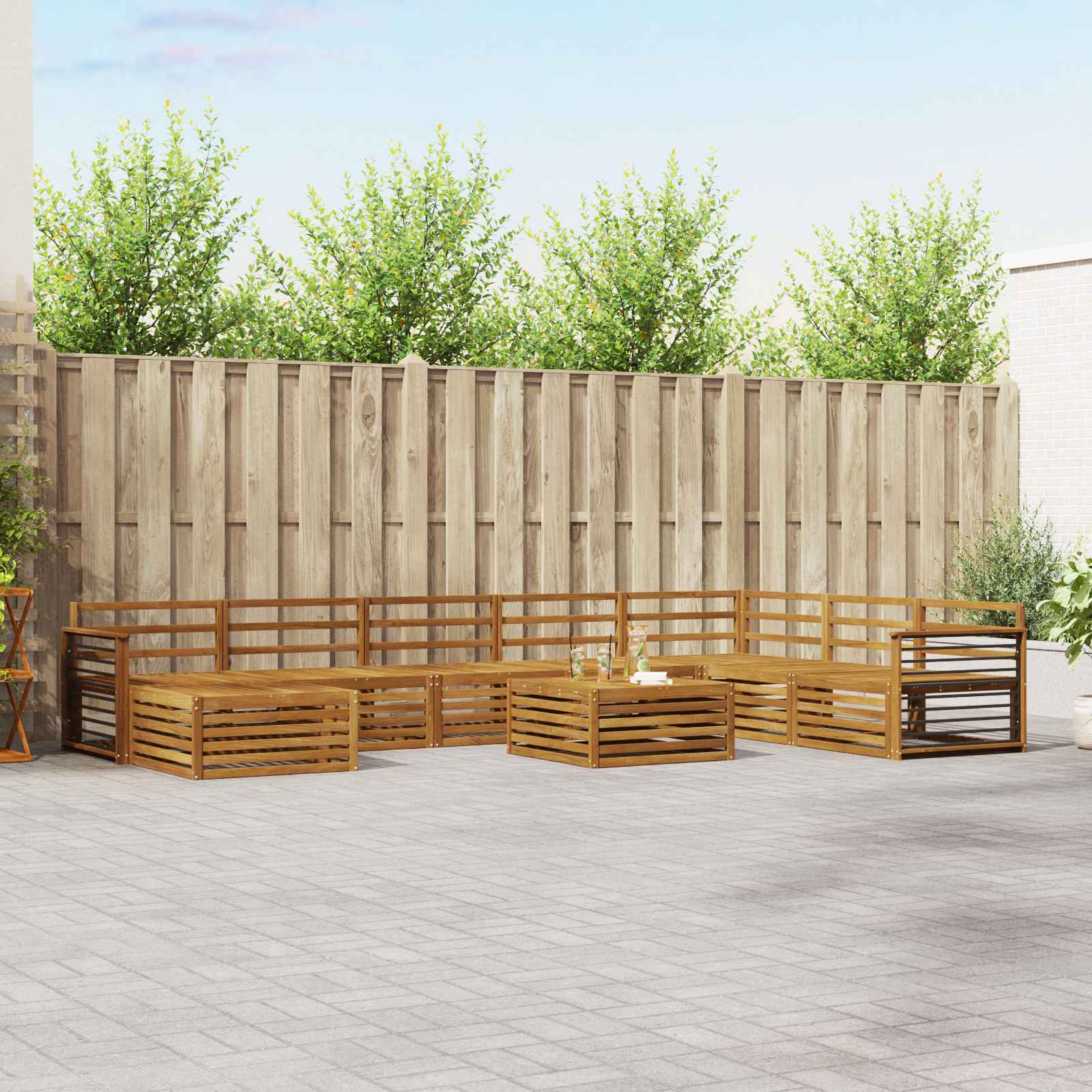 Setovi sofa 9 pcs Prirodna Čvrsto drvo akacije