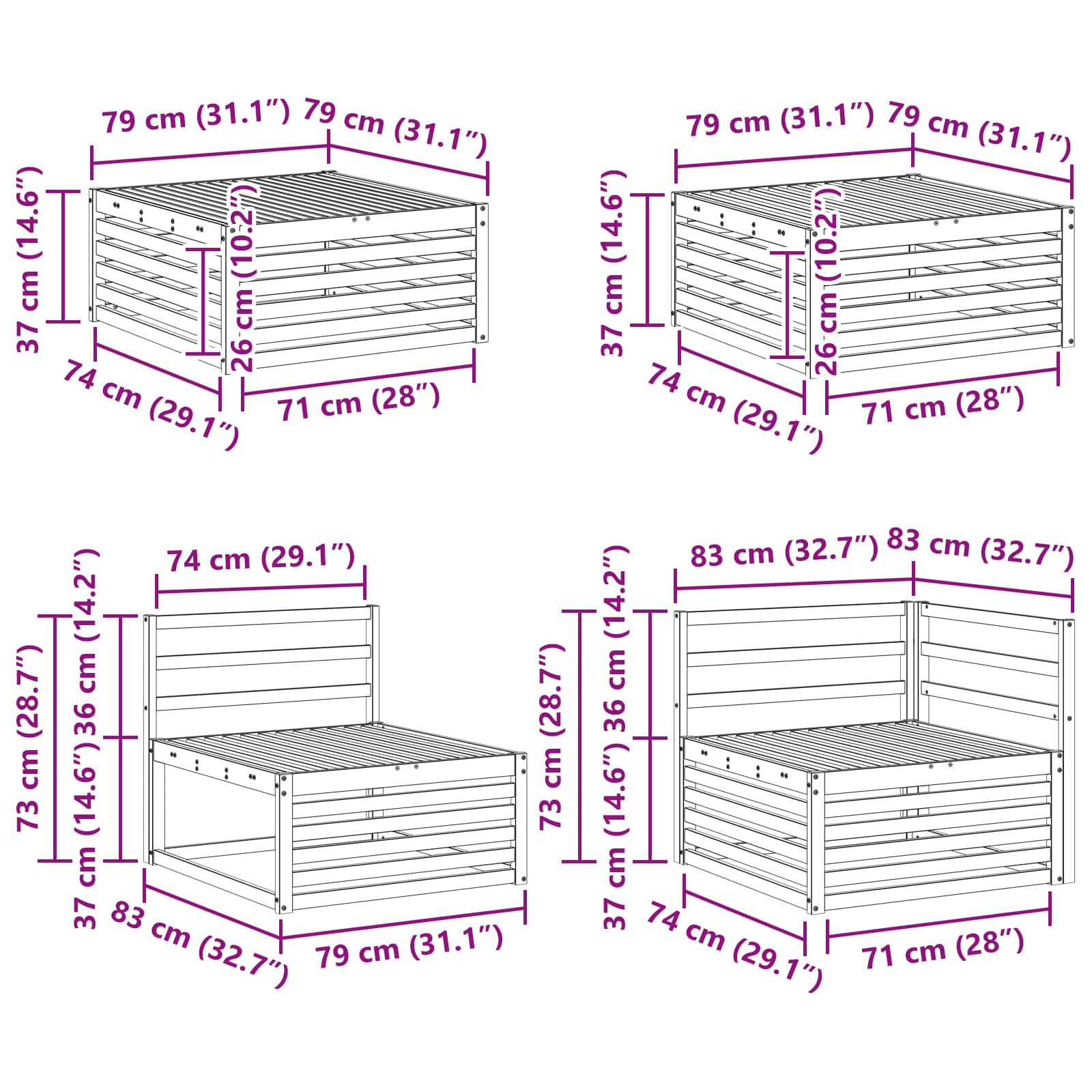 Setovi sofa 9 pcs Prirodna Čvrsto drvo akacije