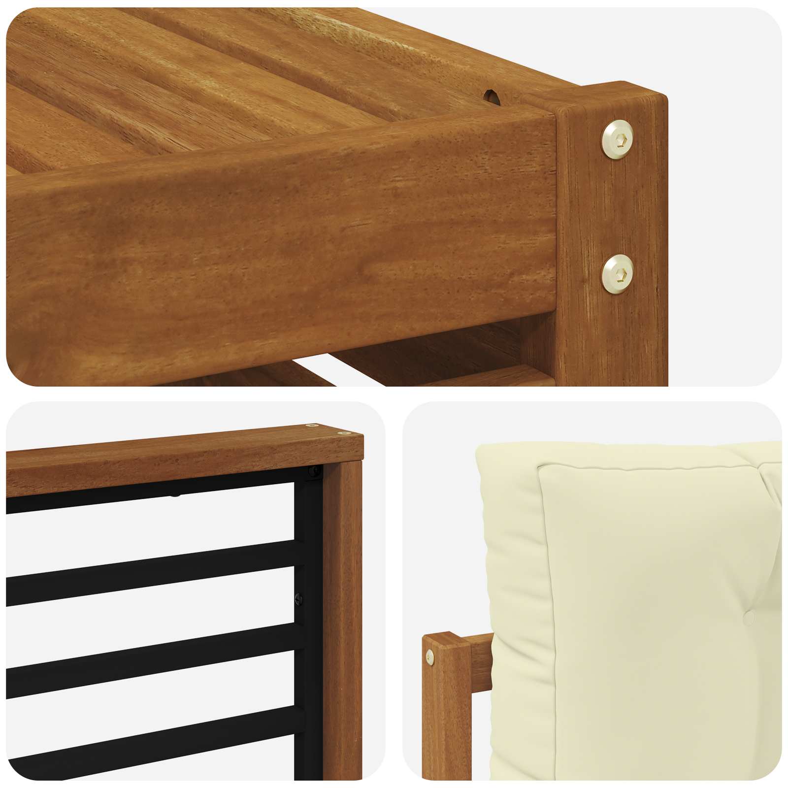 Set vanjskih sofa 9 pcs Prirodna i krem Čvrsto drvo akacije