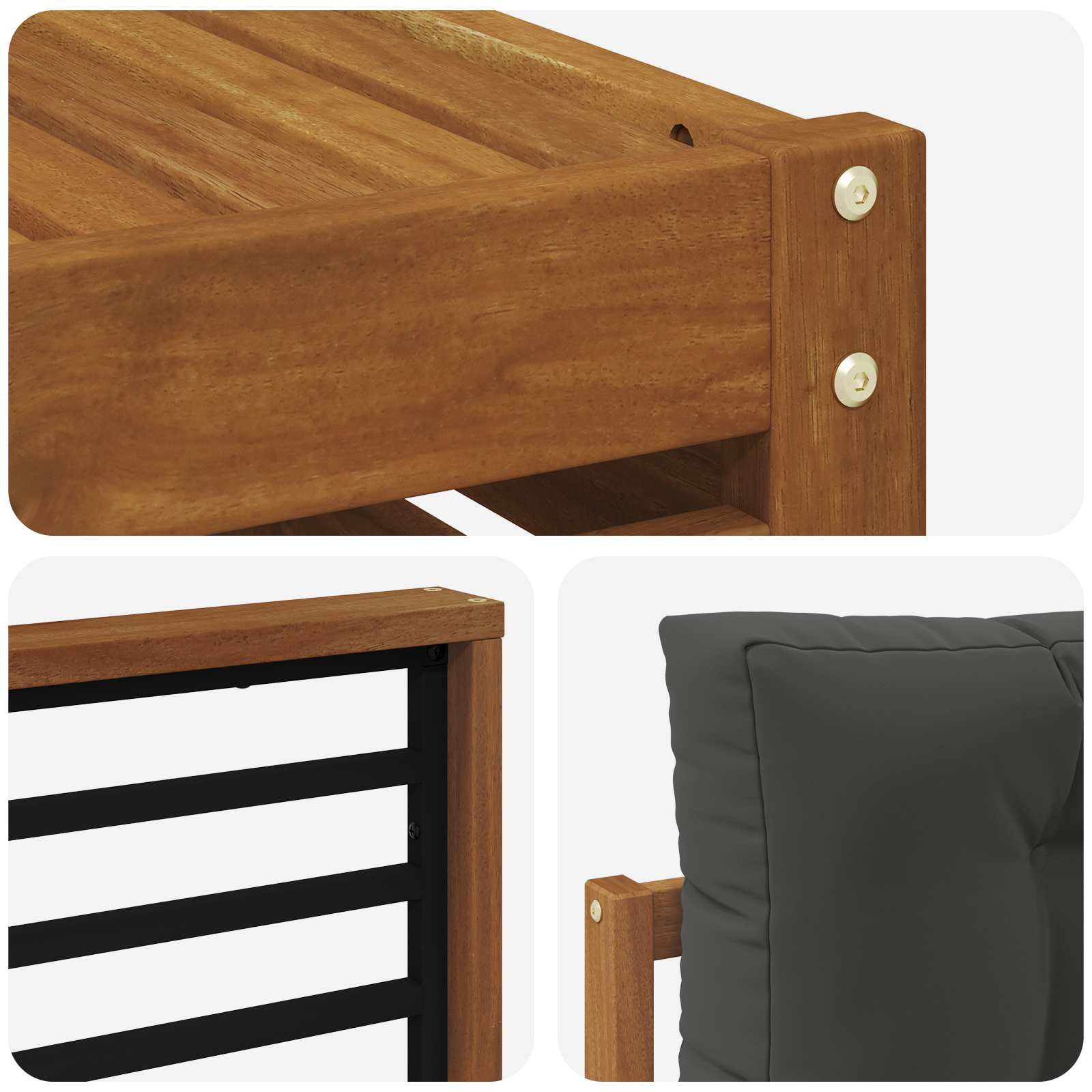 Set vanjskih sofa 9 pcs Prirodna i antracit Čvrsto drvo akacije