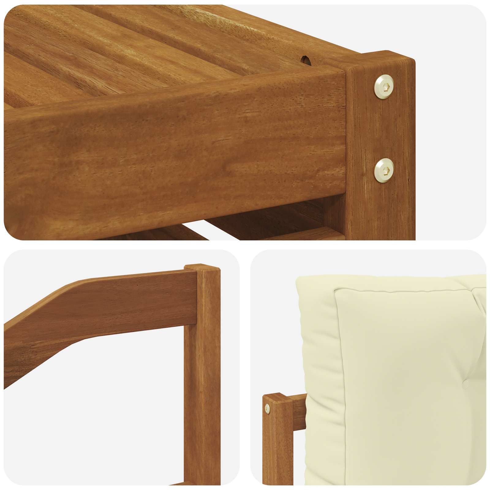 Set vanjskih sofa 9 pcs Prirodna i krem Čvrsto drvo akacije