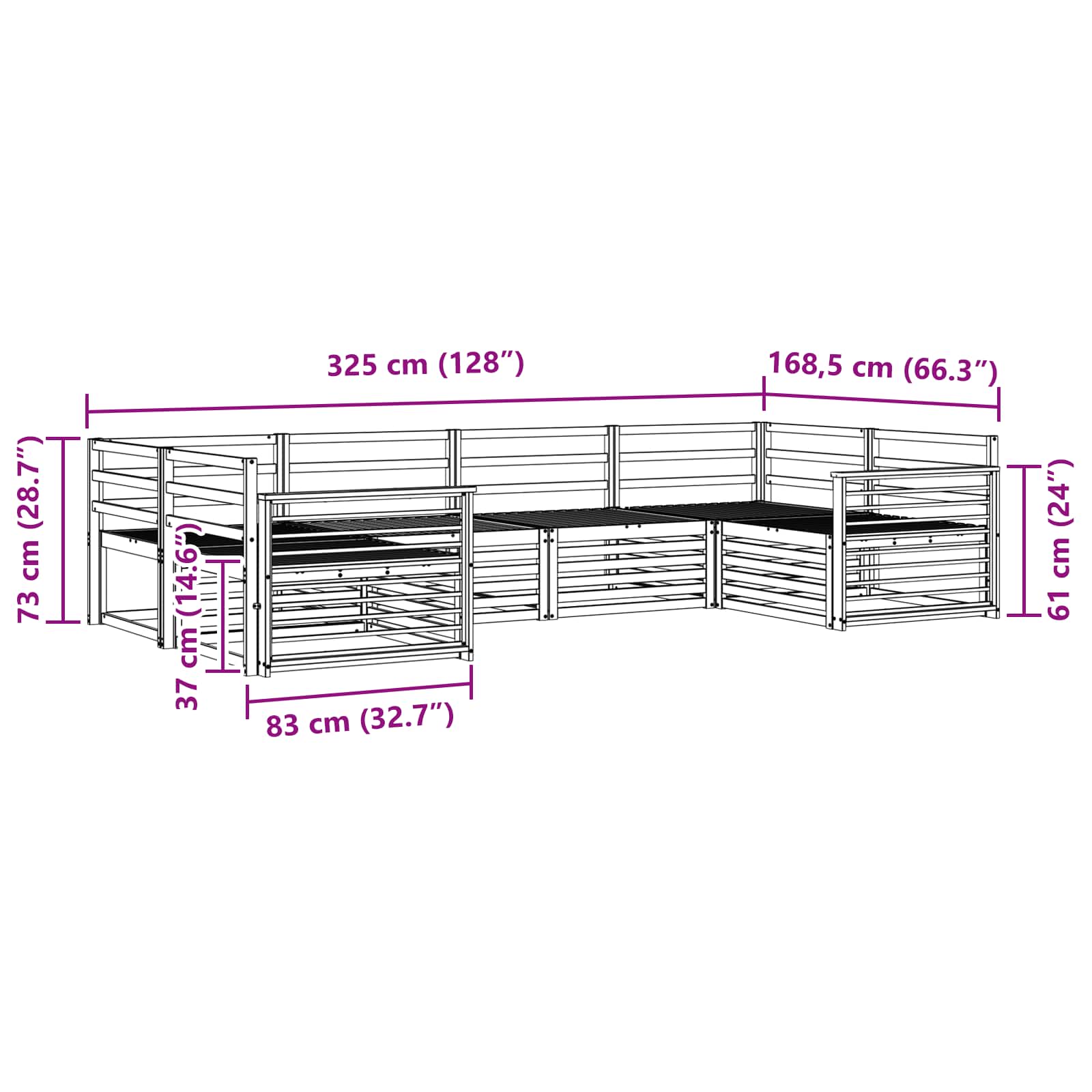 Setovi sofa 6 pcs Prirodna Čvrsto drvo akacije